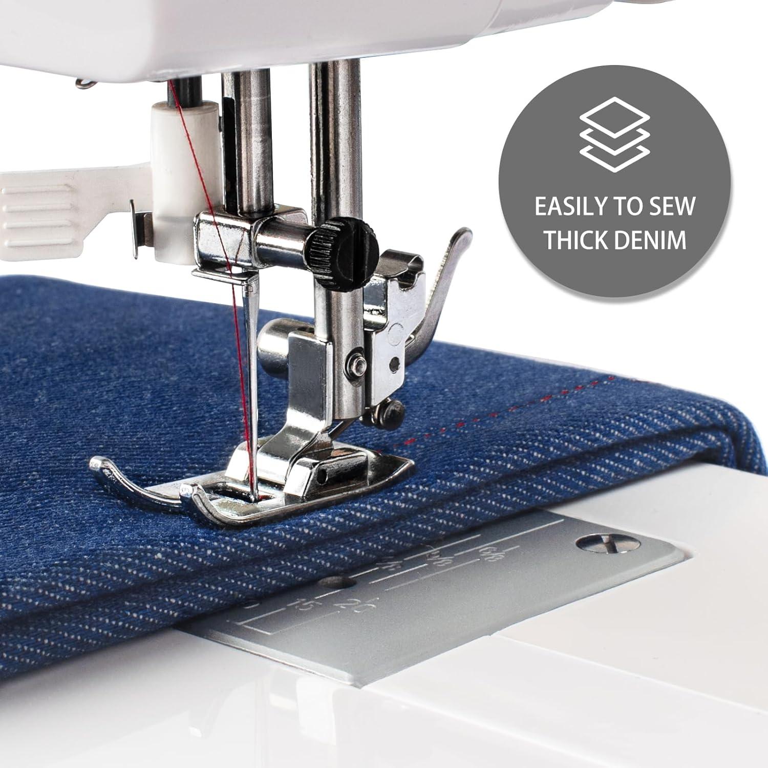 FYe320 Full Size Sewing Machine with Foot Pedal, Speed Control, Heavy Duty & Portable, LCD Display, 25 Built-in Stitches, 6 Bobbins & 5 Included Sewing Feet