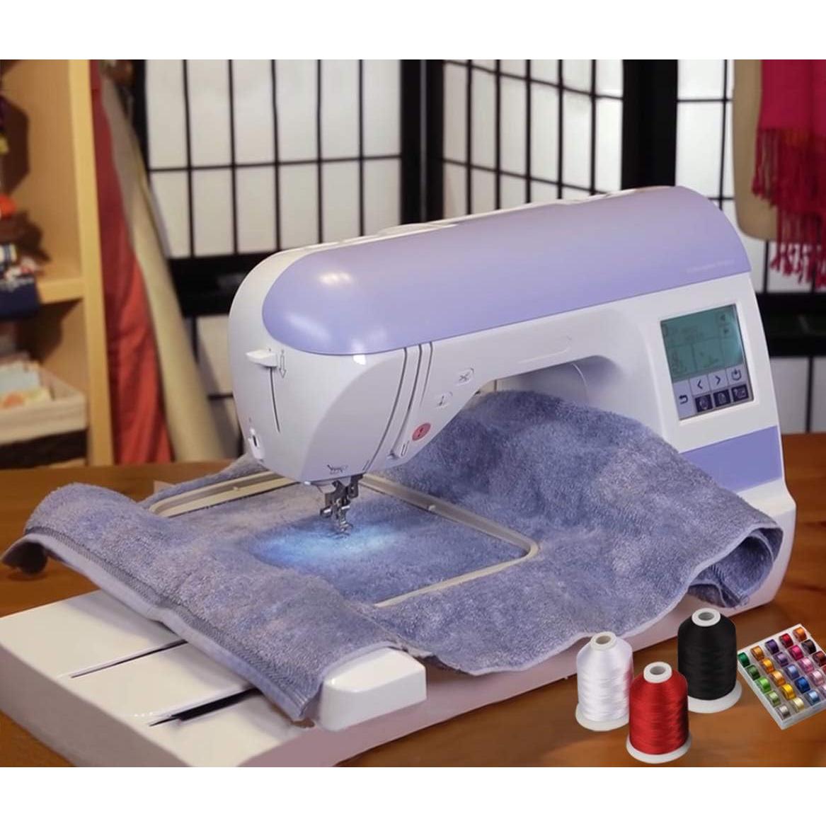 Simthread 63 Colors Polyester Compatible with Brother Embroidery Machine Thread Kit 40 Weight Compatible with Brother Babylock Janome Singer Pfaff Husqvarna Bernina Embroidery Sewing Machines 550Y