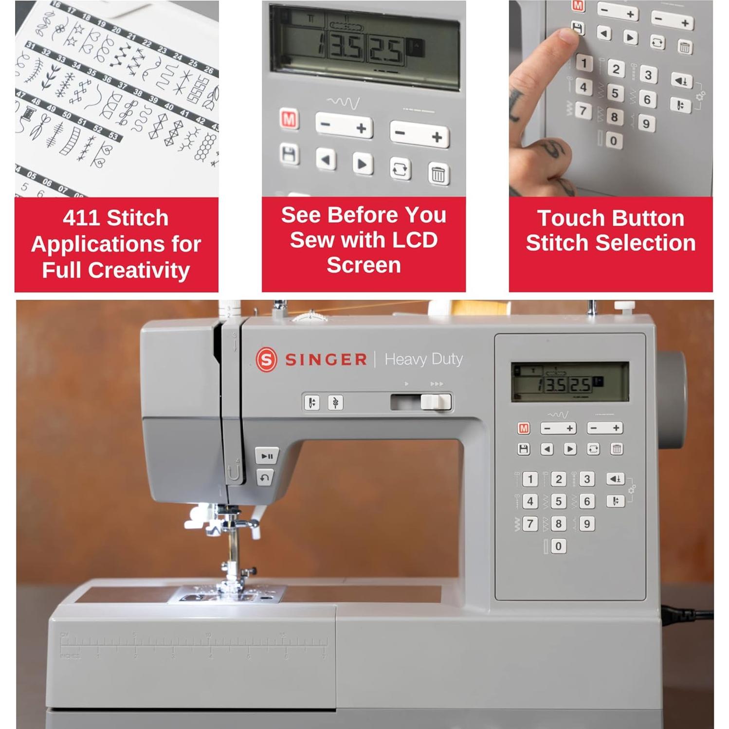 Máquina de Coser SINGER Heavy Duty 6700C - 411 Puntadas, LCD