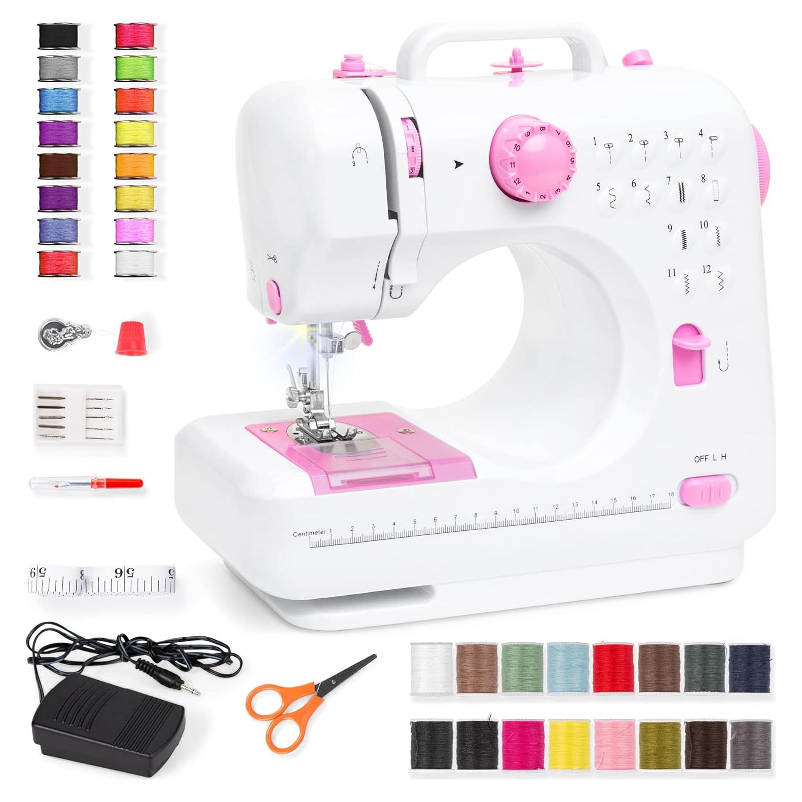 Máquina de Coser Compacta Mejor Opción 6V Rosa/Blanco 42 Piezas