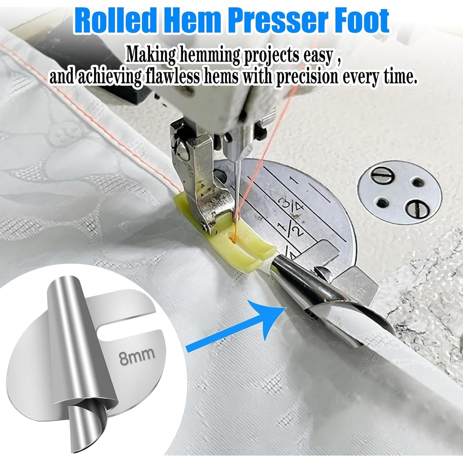 Pie de prensar para dobladillo enrollado TOOVREN 4PCS 7-10mm