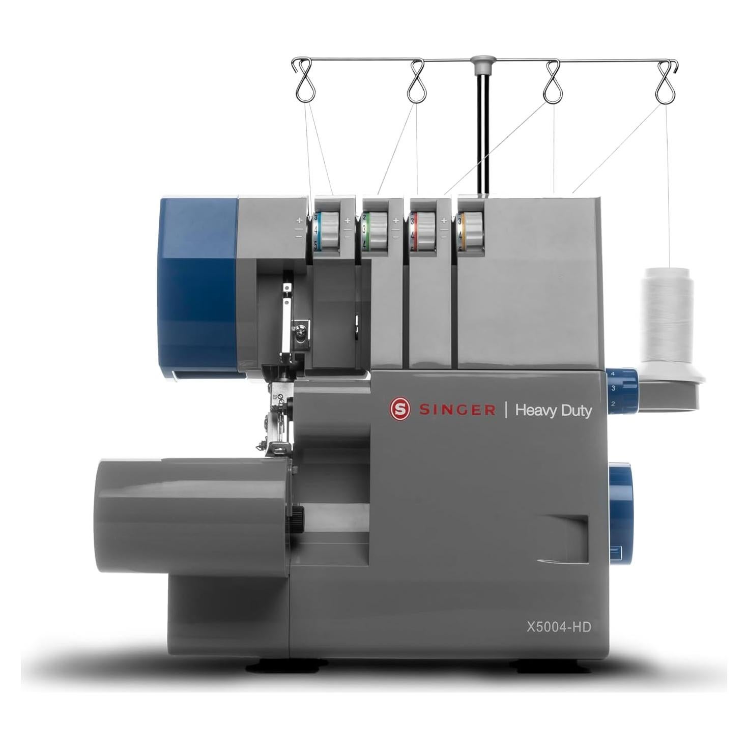 X5004-HD Metal Frame Serger & Overlock Machine | 2-3-4 Stitch Capability, 8 Built-In Stitches, 1300 Stitches per minute, Adjustable Differential Feed & 2 LED Lights (Grey/Blue)