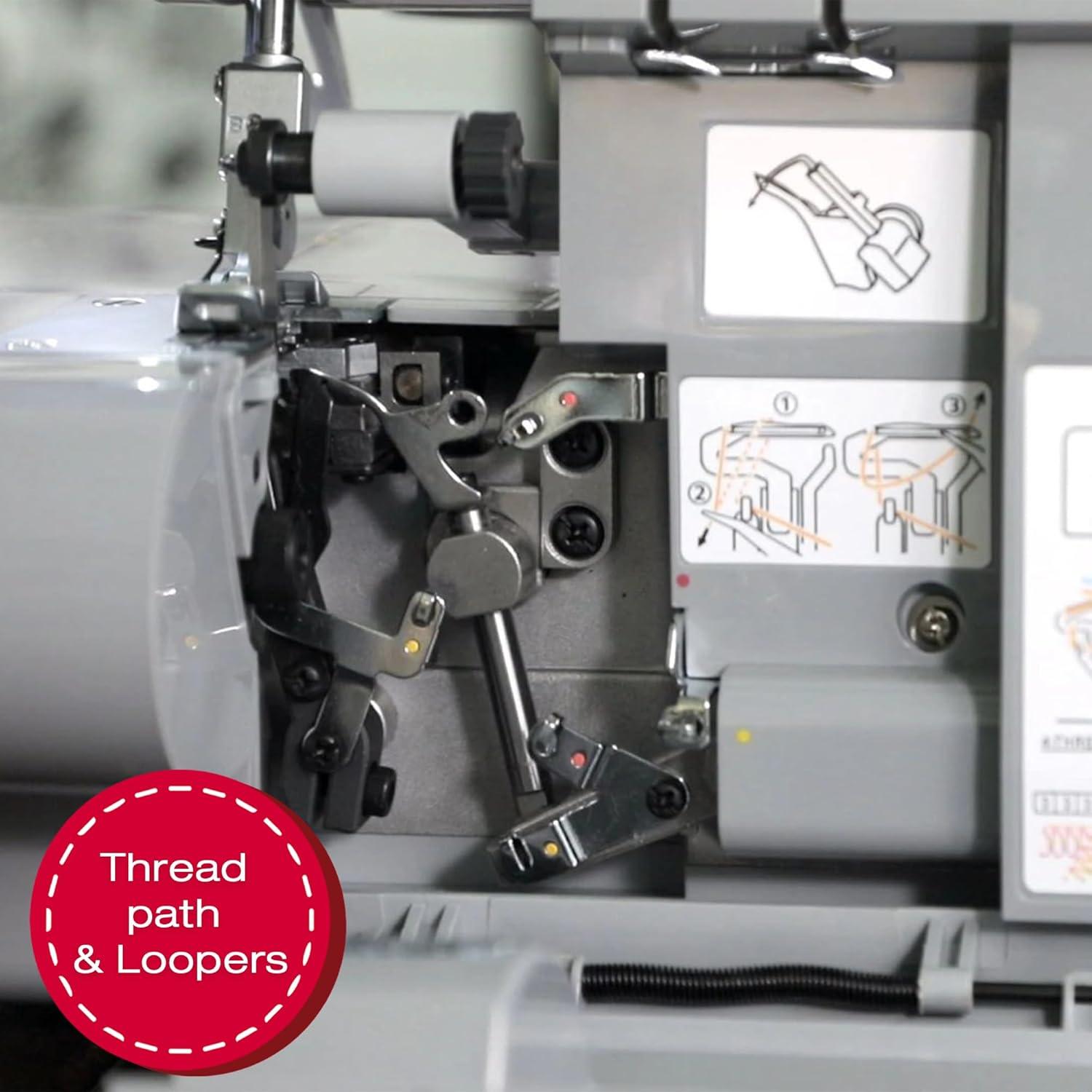 X5004-HD Metal Frame Serger & Overlock Machine | 2-3-4 Stitch Capability, 8 Built-In Stitches, 1300 Stitches per minute, Adjustable Differential Feed & 2 LED Lights (Grey/Blue)