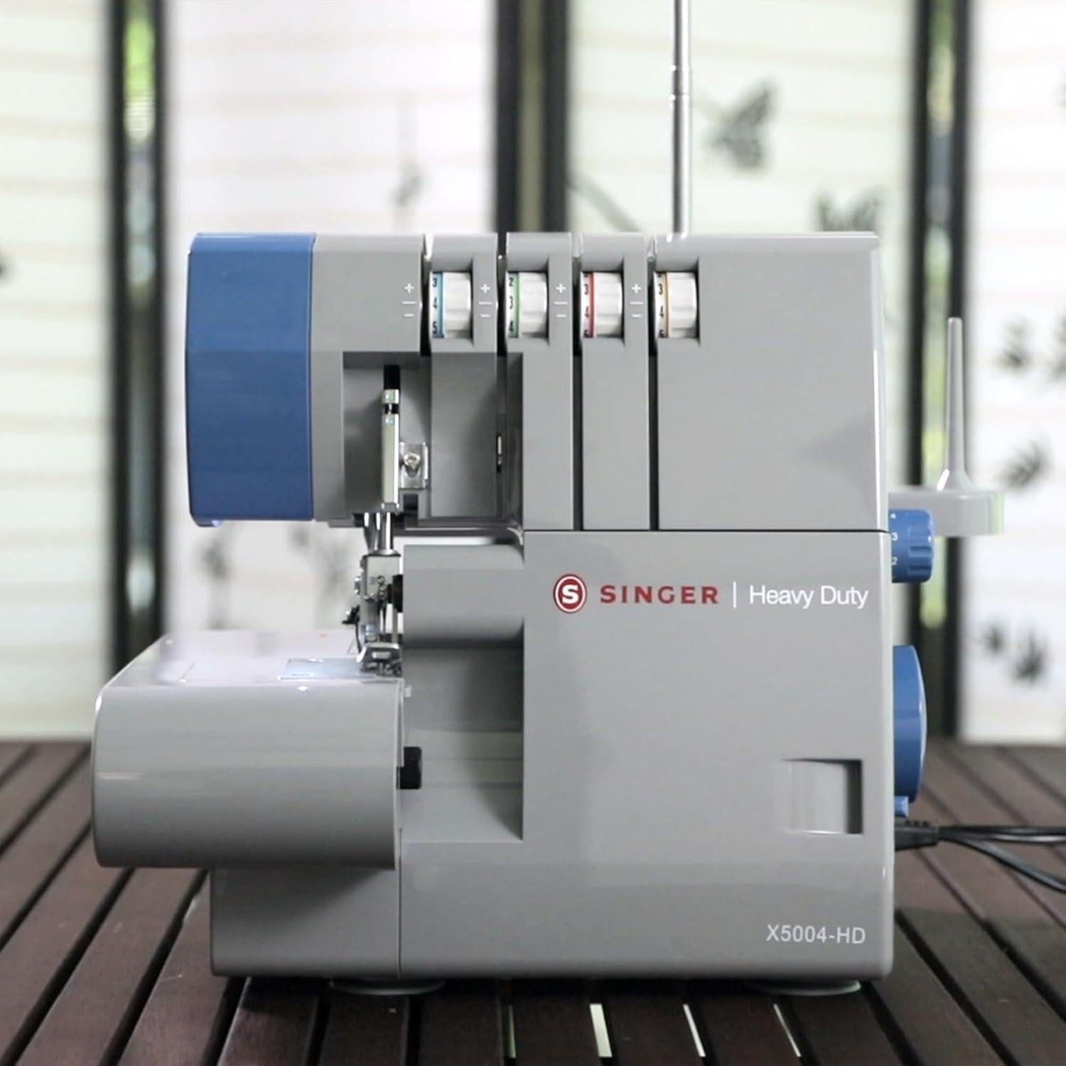 X5004-HD Metal Frame Serger & Overlock Machine | 2-3-4 Stitch Capability, 8 Built-In Stitches, 1300 Stitches per minute, Adjustable Differential Feed & 2 LED Lights (Grey/Blue)