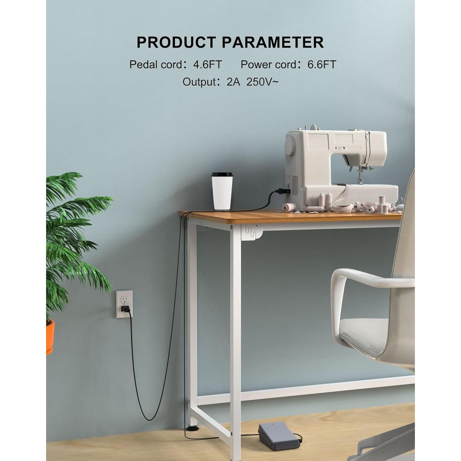 Pedal de Pie y Cable de Alimentación Compatible Brother