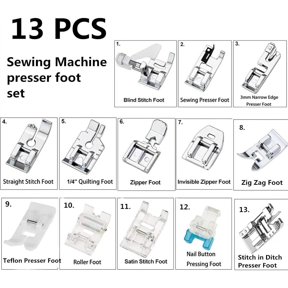 Juego de 13 Prensatelas para Máquina de Coser Brother Singer