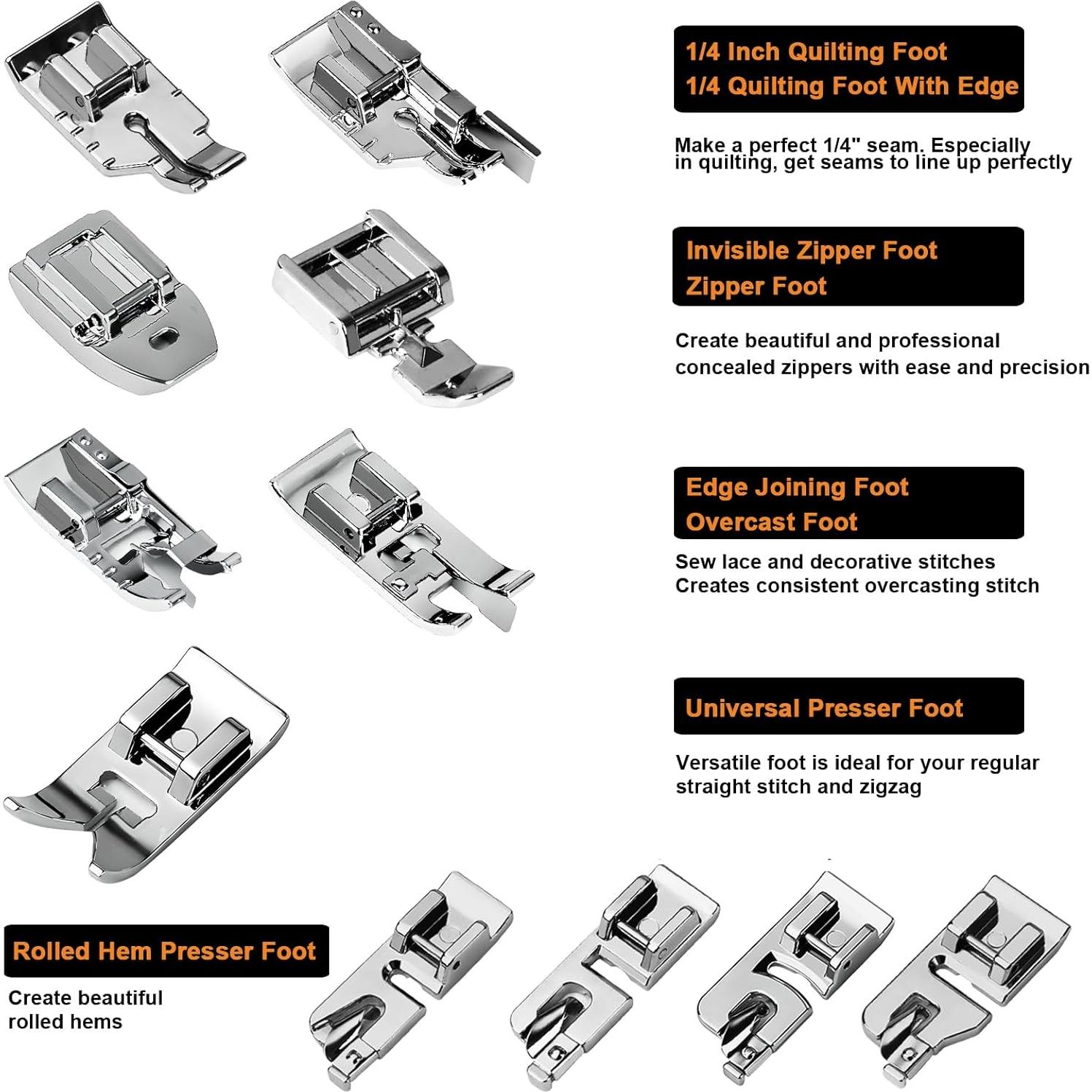 Juego de 42 Patas de Prensatelas Kungfuking para Máquinas de Coser