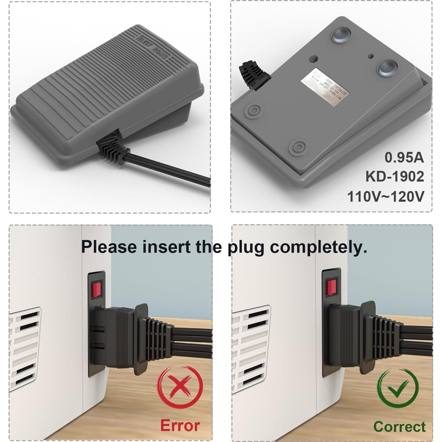Pedal de máquina de coser Brother J00360051 y cable de alimentación