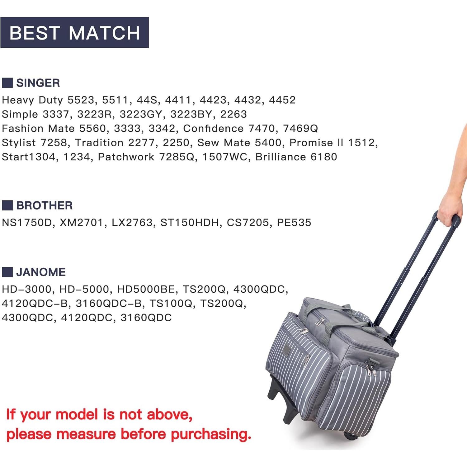 Funda Trolley para Máquina de Coser MsJelau Gris 45.7x21.8x30cm