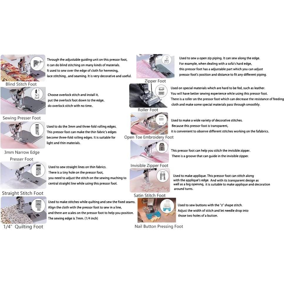 Kit de 11 Pies de Prensatelas SZBZ para Máquina de Coser