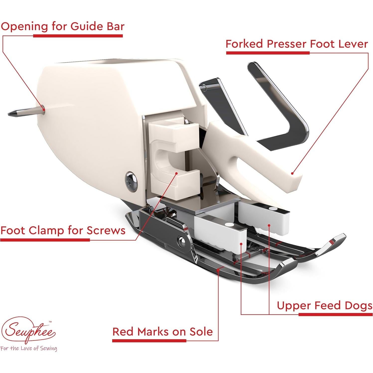 Pie de Cama Abierto Sewphee + Pie de Acolchado 6 mm - Compatible con Máquinas de Coser