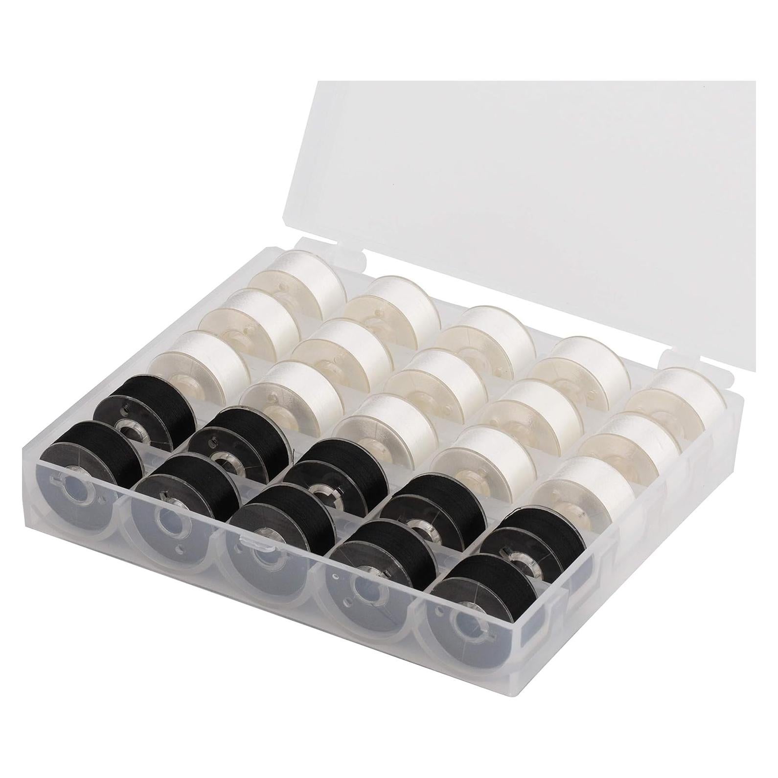 Hilo de Bobina Preenrollado Simthread 25pcs 60WT Blanco y Negro