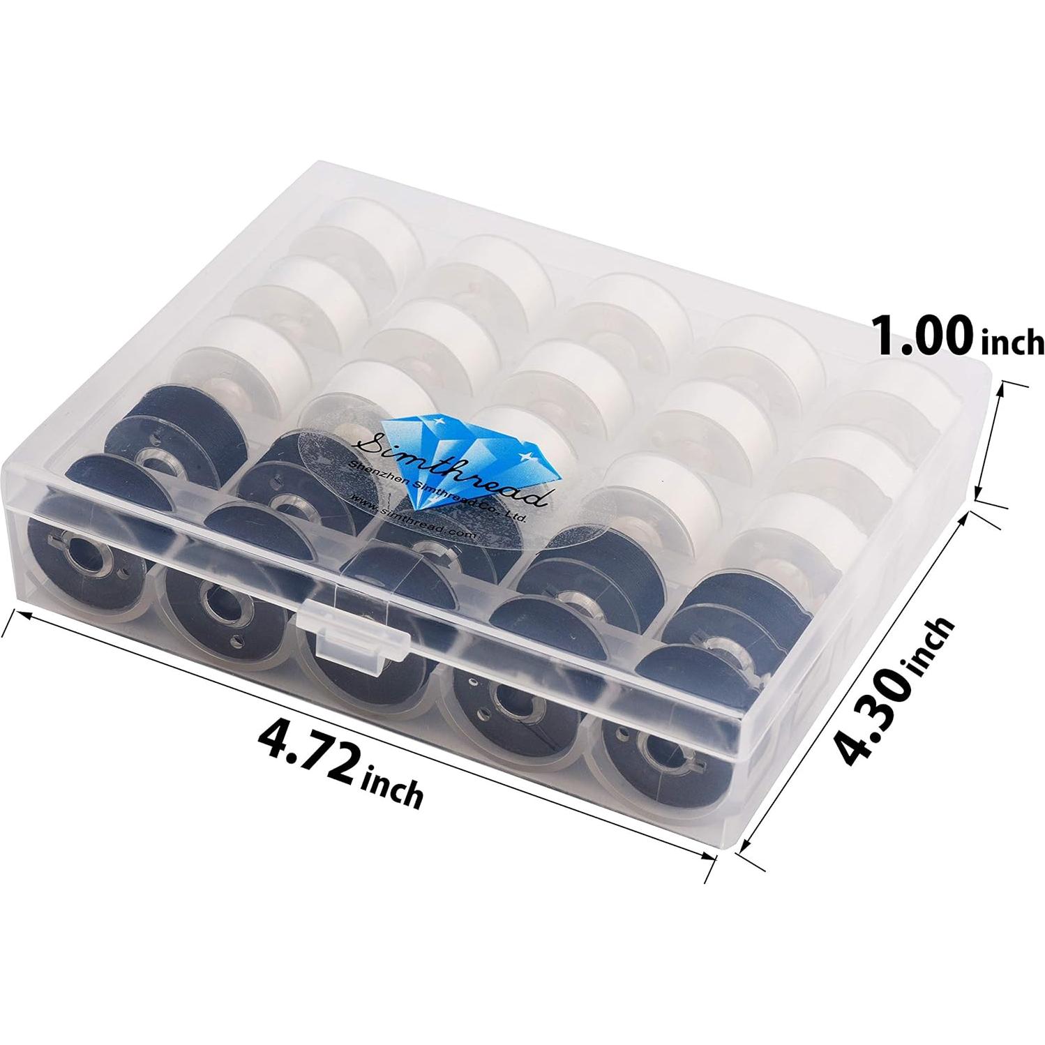 Hilo de Bobina Preenrollado Simthread 25pcs 60WT Blanco y Negro