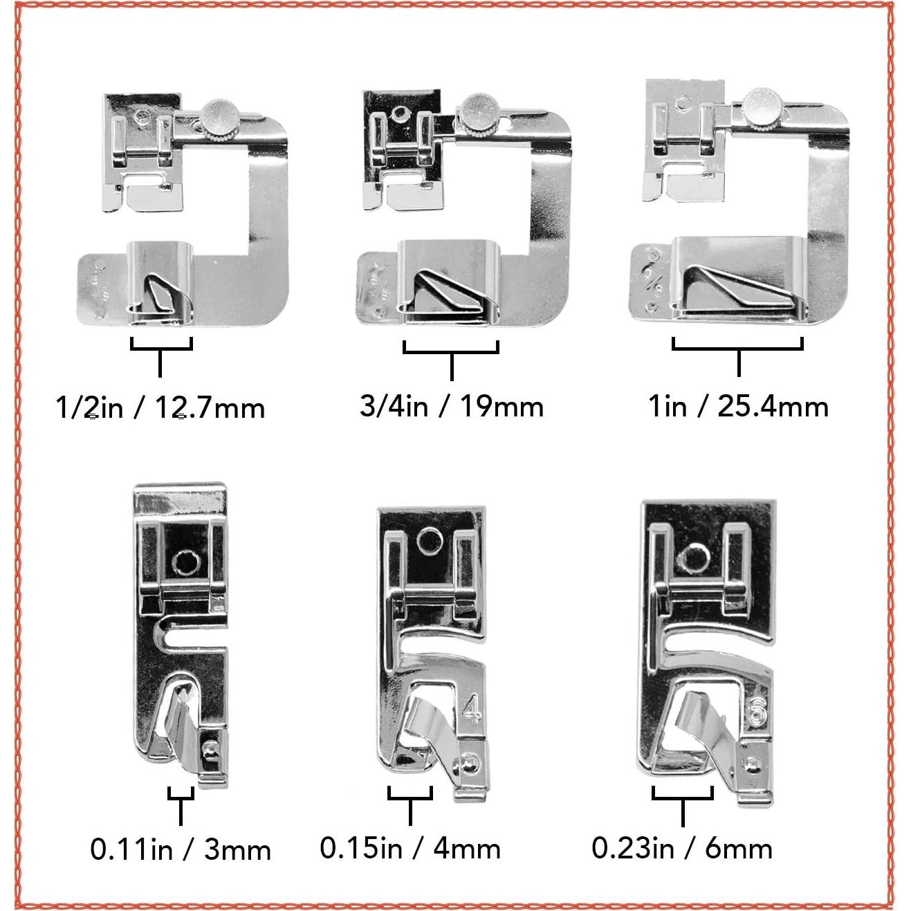 Juego de Prensatelas de Dobladillo Enrollado Kraftex - 6 Tamaños