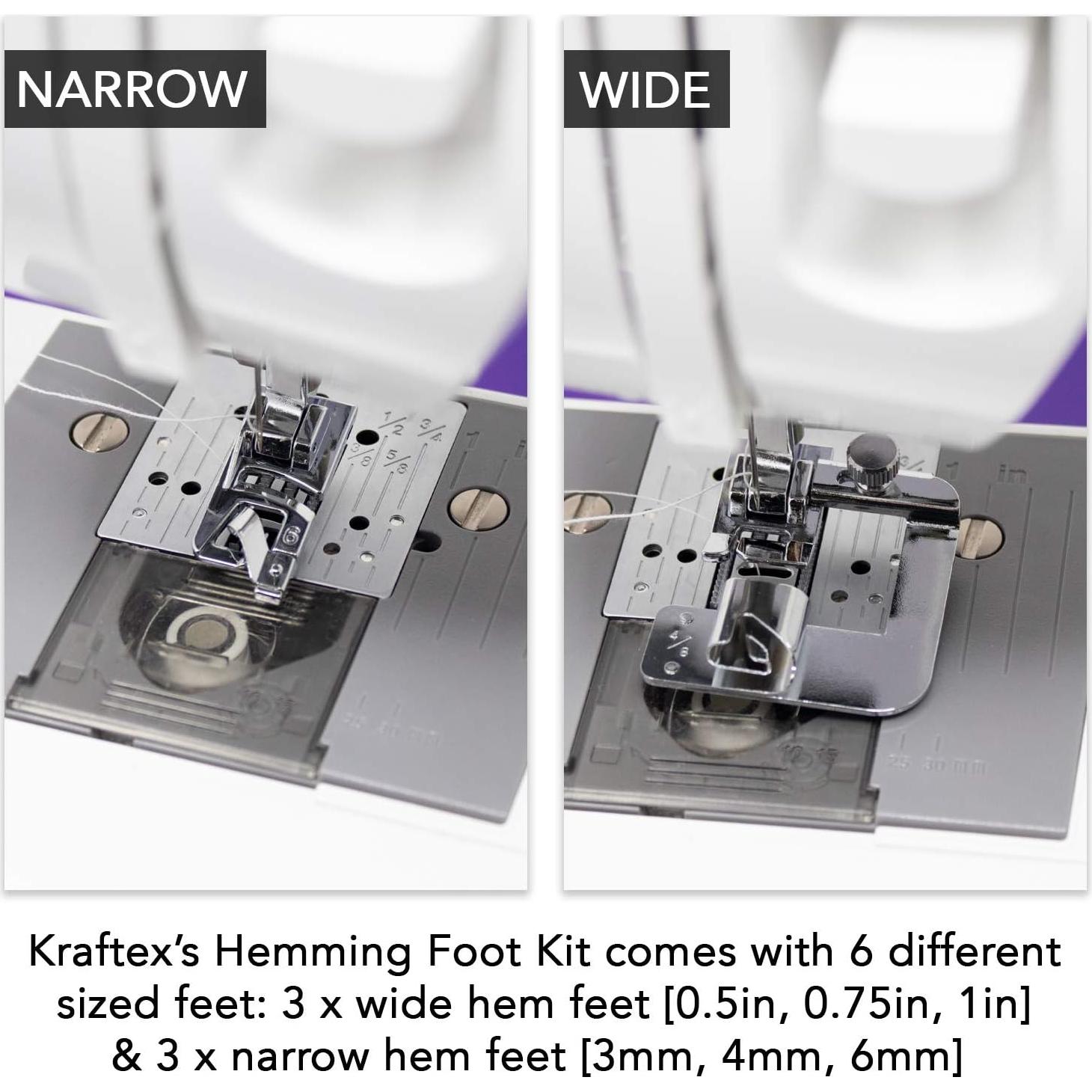 Juego de Prensatelas de Dobladillo Enrollado Kraftex - 6 Tamaños