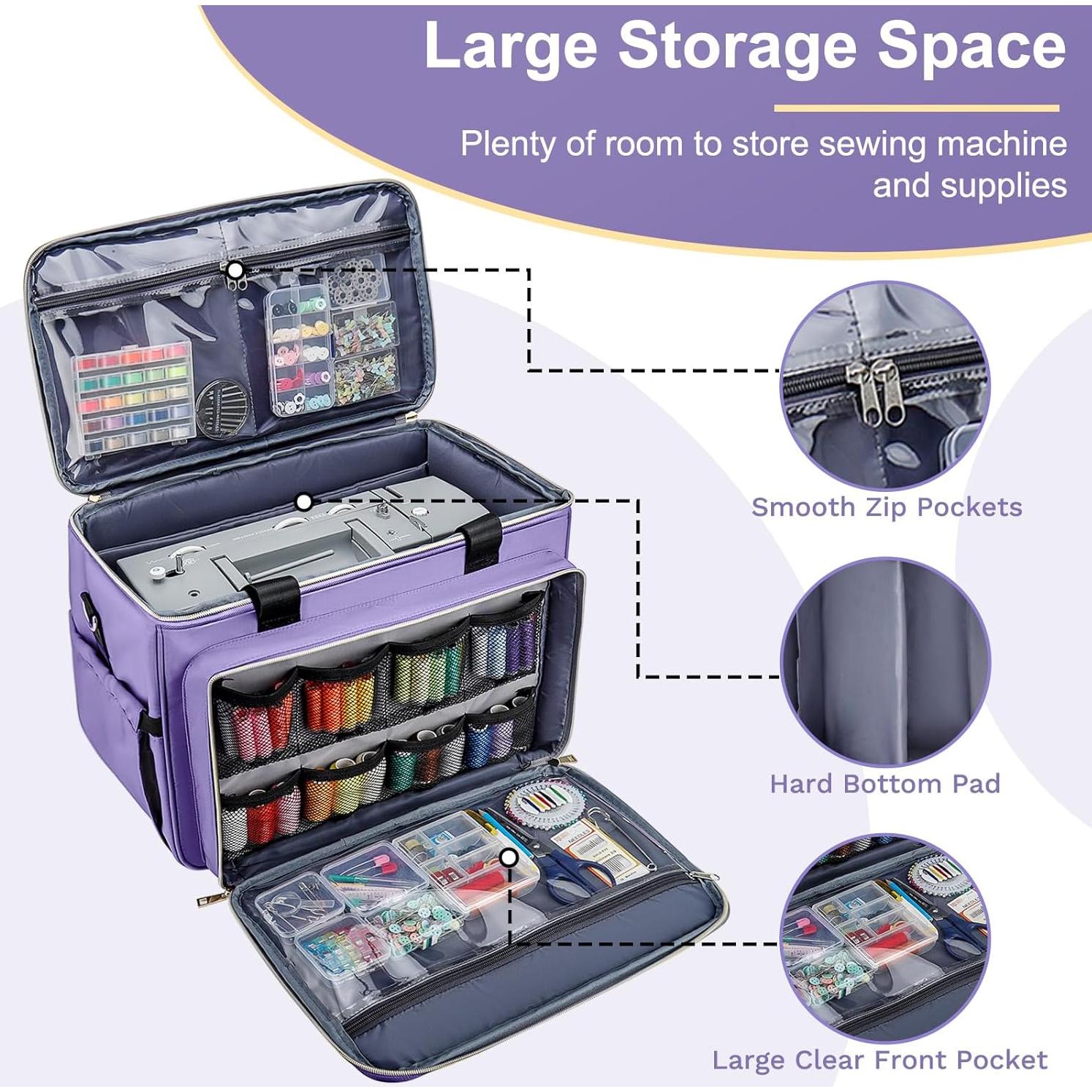 Funda para Máquina de Coser Nylon Morado con Almacenamiento