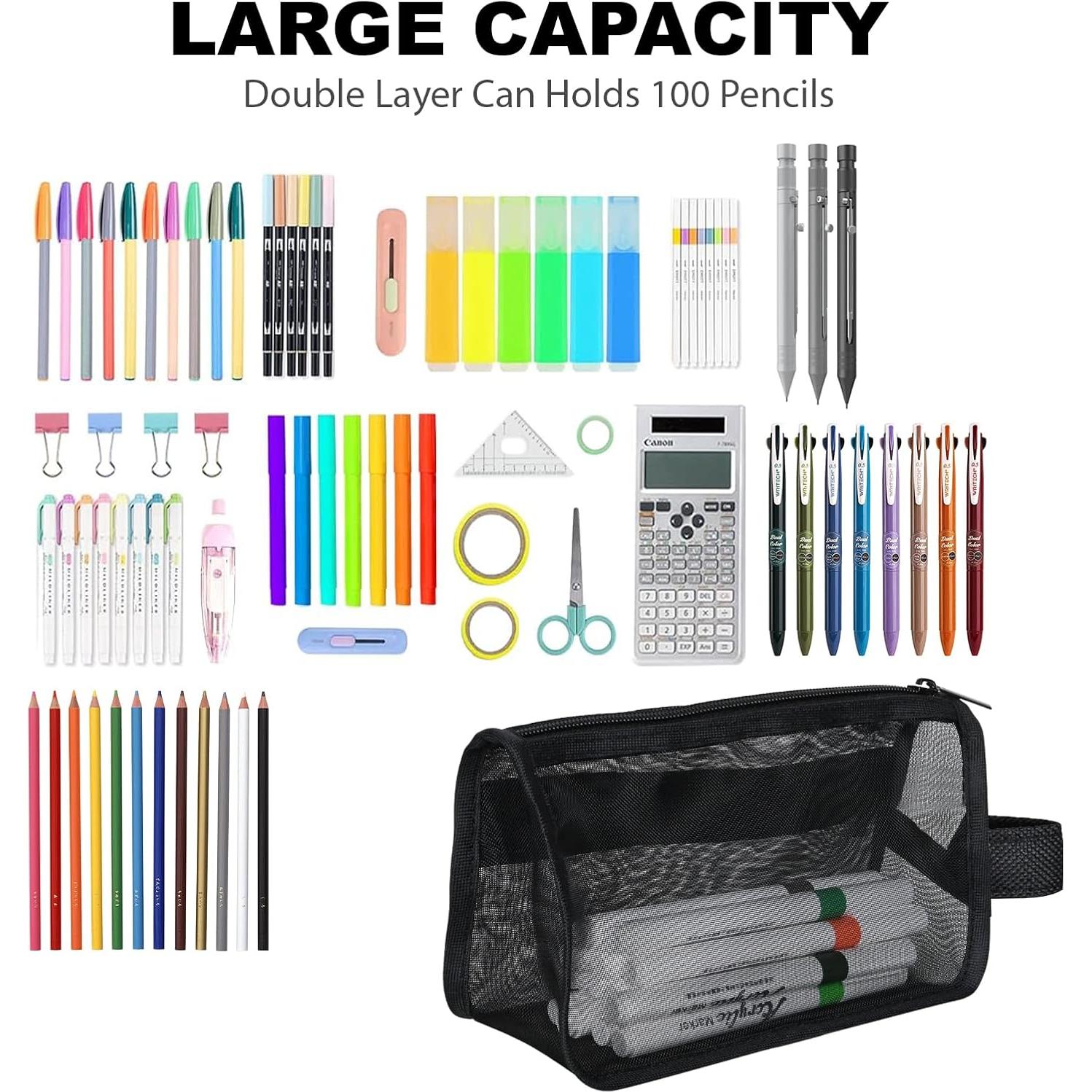 Estuche de Lápices Wangzhong 2 Paquetes Doble Capa Negro