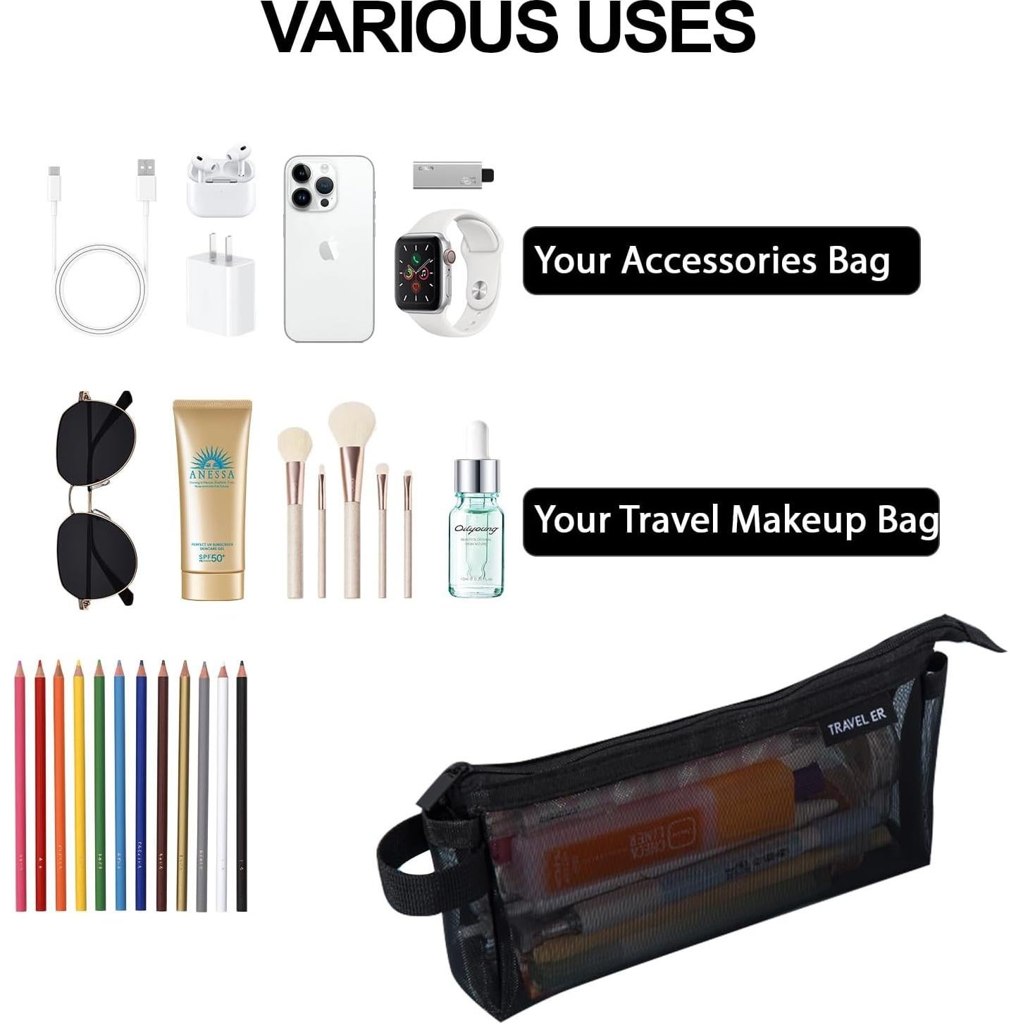 Estuche de Lápices Wangzhong 2 Paquetes Doble Capa Negro