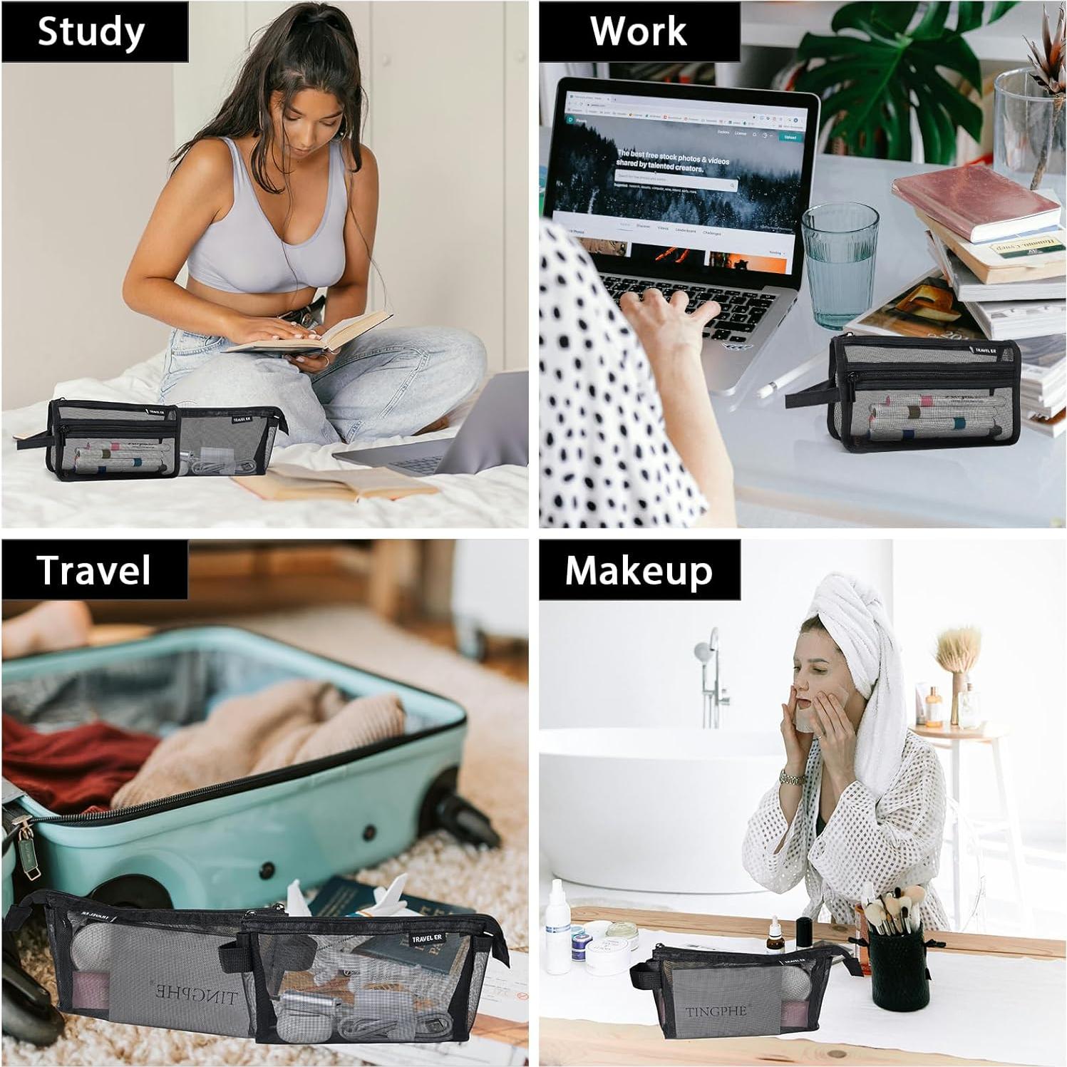 Estuche de Lápices Wangzhong 2 Paquetes Doble Capa Negro