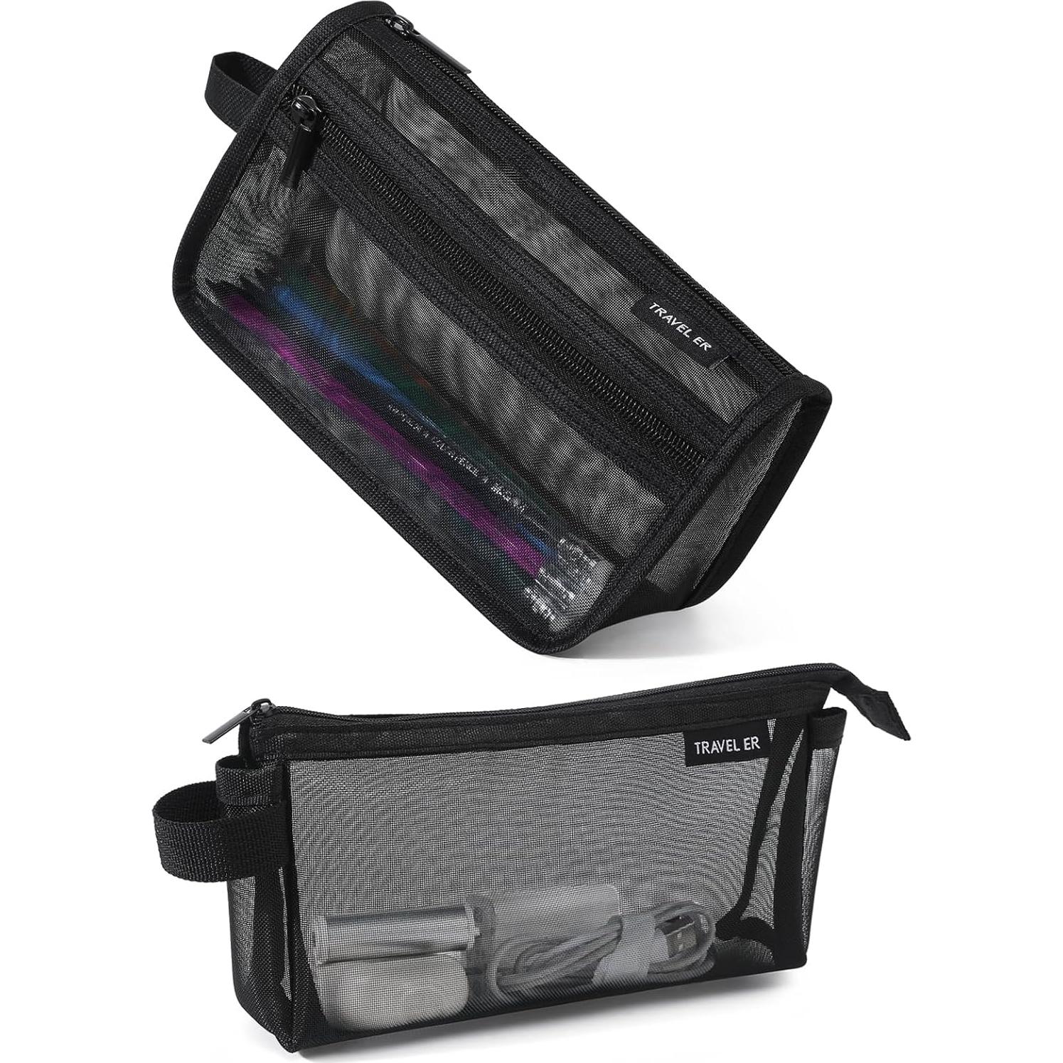 Estuche de Lápices Wangzhong 2 Paquetes Doble Capa Negro