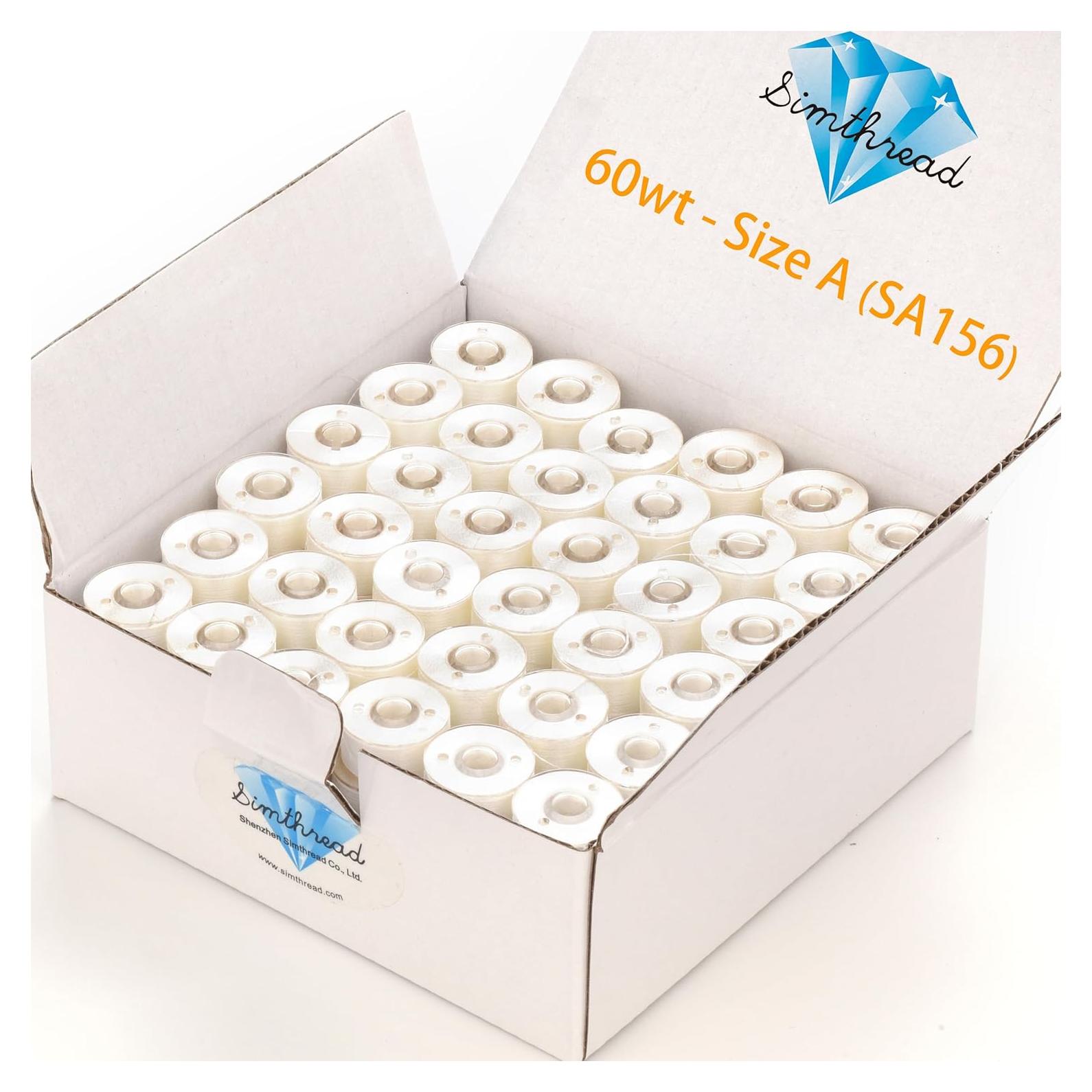 Hilos de Bordado Pre-enrollados Simthread 144pcs 60wt Blanco