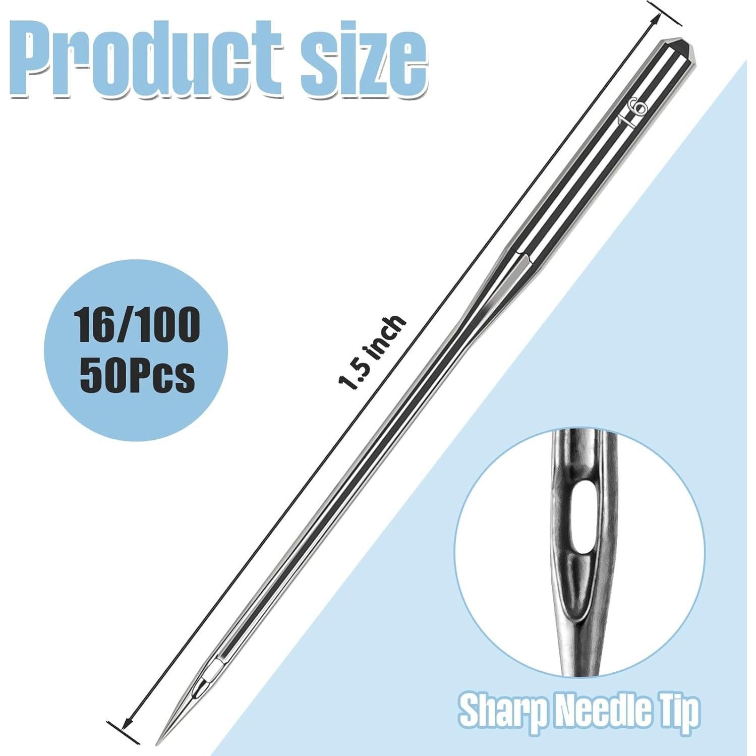 50 Agujas de Máquina de Coser Universal HLARTNET 100/16 para Jeans y Cuero