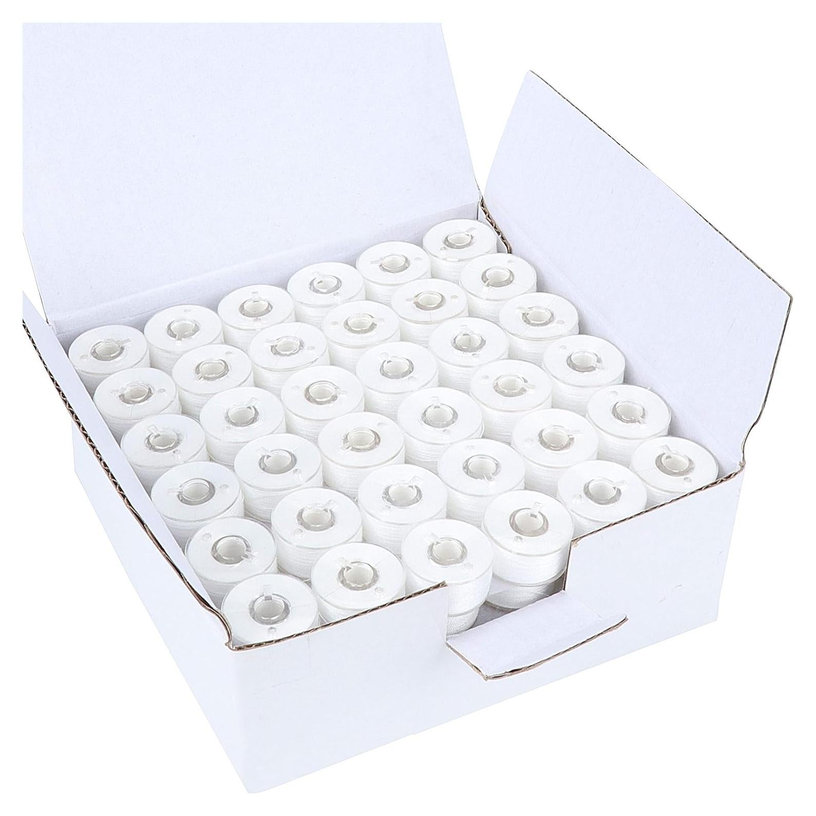 Hilo de Bobina Preenrollado Blanco 144pcs 60S/2 90WT Nuevo Brothread