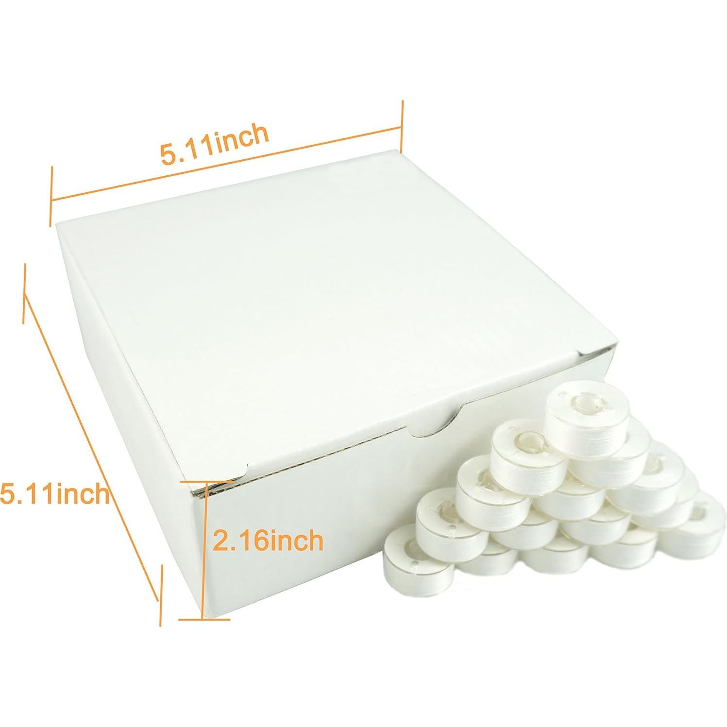 Hilo de Bobina Preenrollado Blanco 144pcs 60S/2 90WT Nuevo Brothread