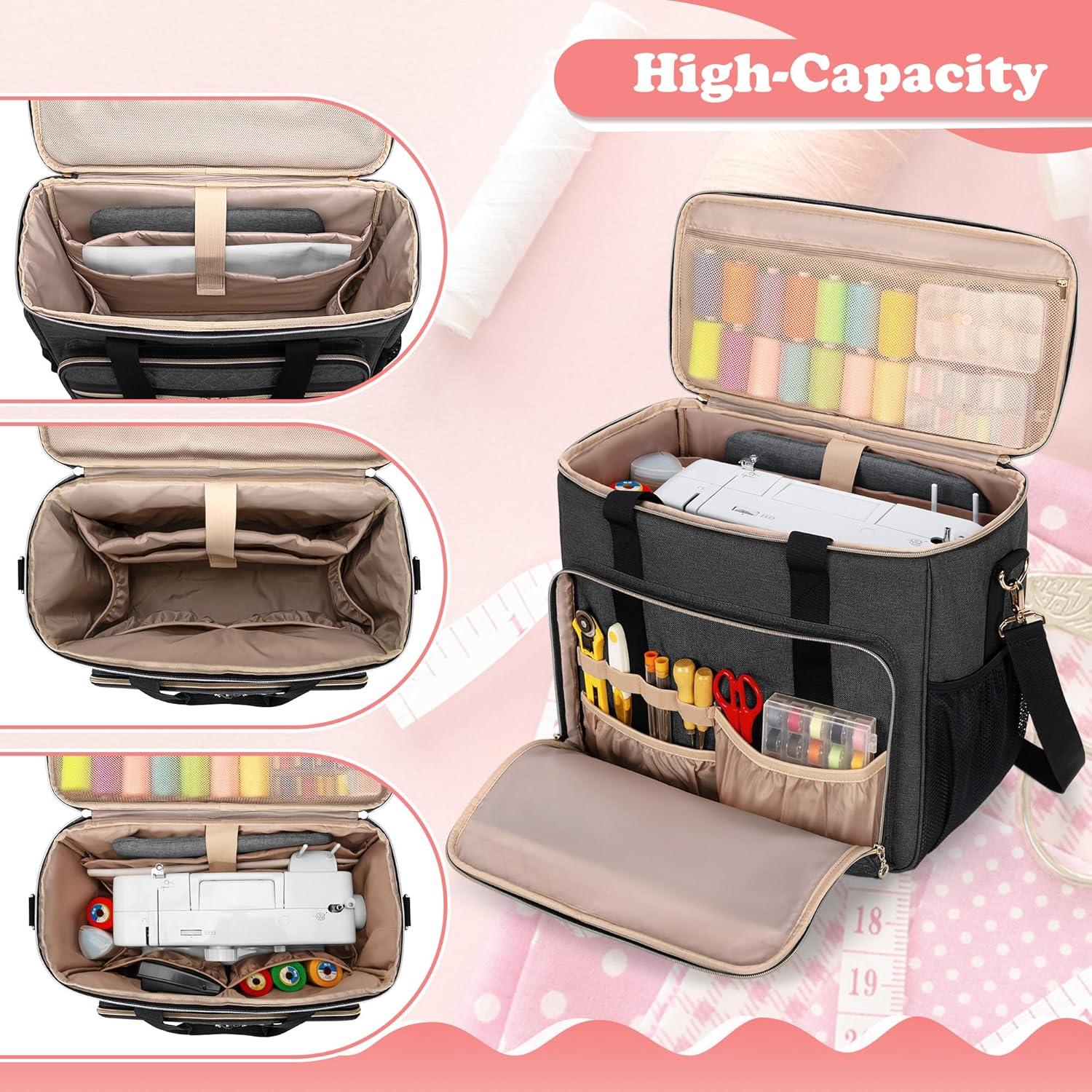 Funda para Máquina de Coser LUXJA Negra con Múltiples Bolsillos