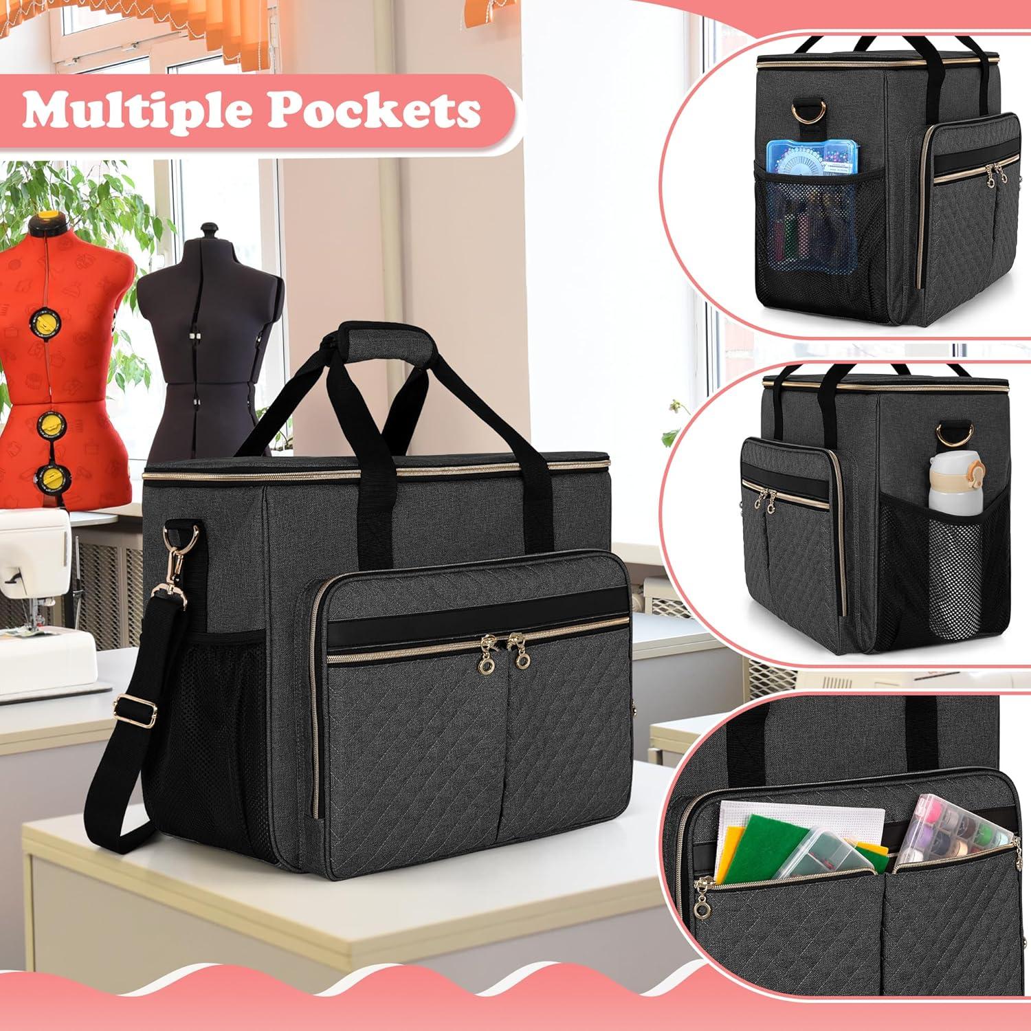 Funda para Máquina de Coser LUXJA Negra con Múltiples Bolsillos