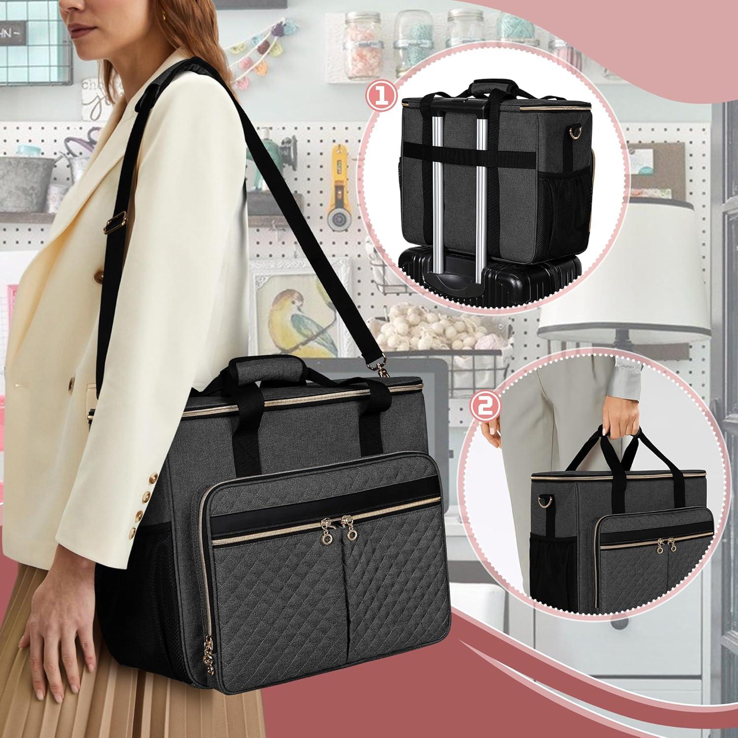 Funda para Máquina de Coser LUXJA Negra con Múltiples Bolsillos