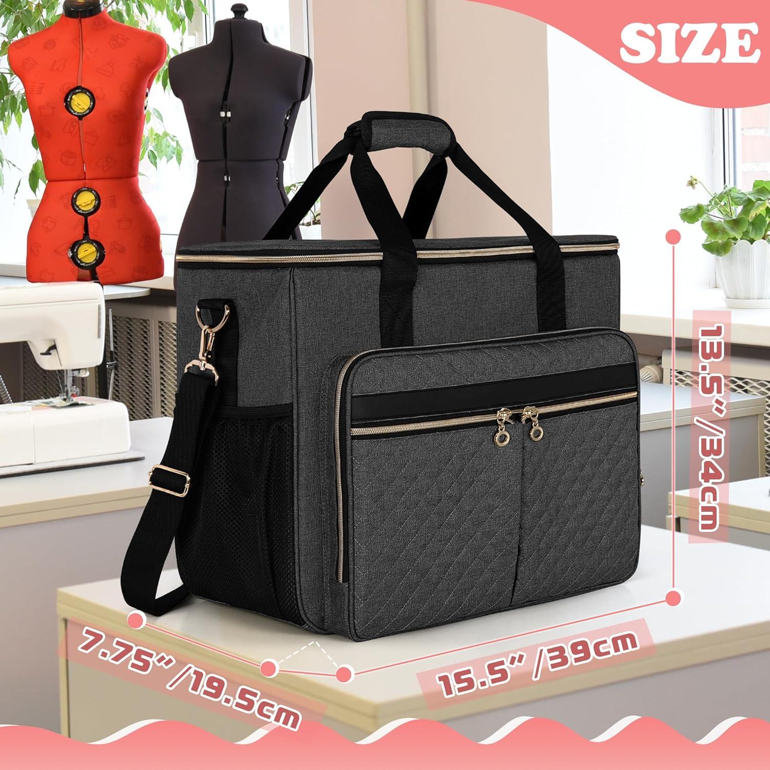 Funda para Máquina de Coser LUXJA Negra con Múltiples Bolsillos