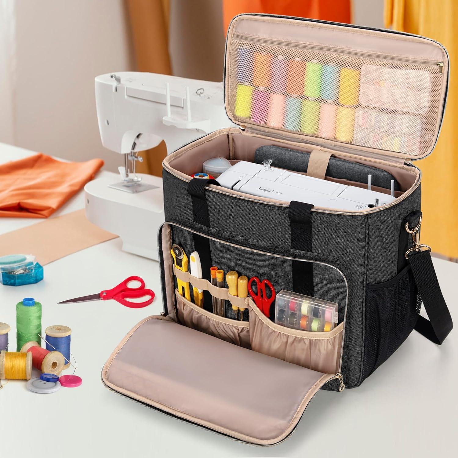 Funda para Máquina de Coser LUXJA Negra con Múltiples Bolsillos