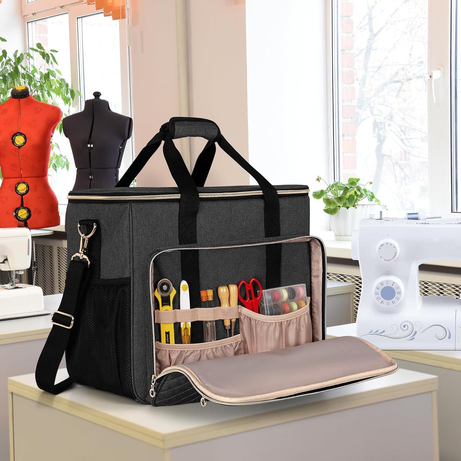 Funda para Máquina de Coser LUXJA Negra con Múltiples Bolsillos