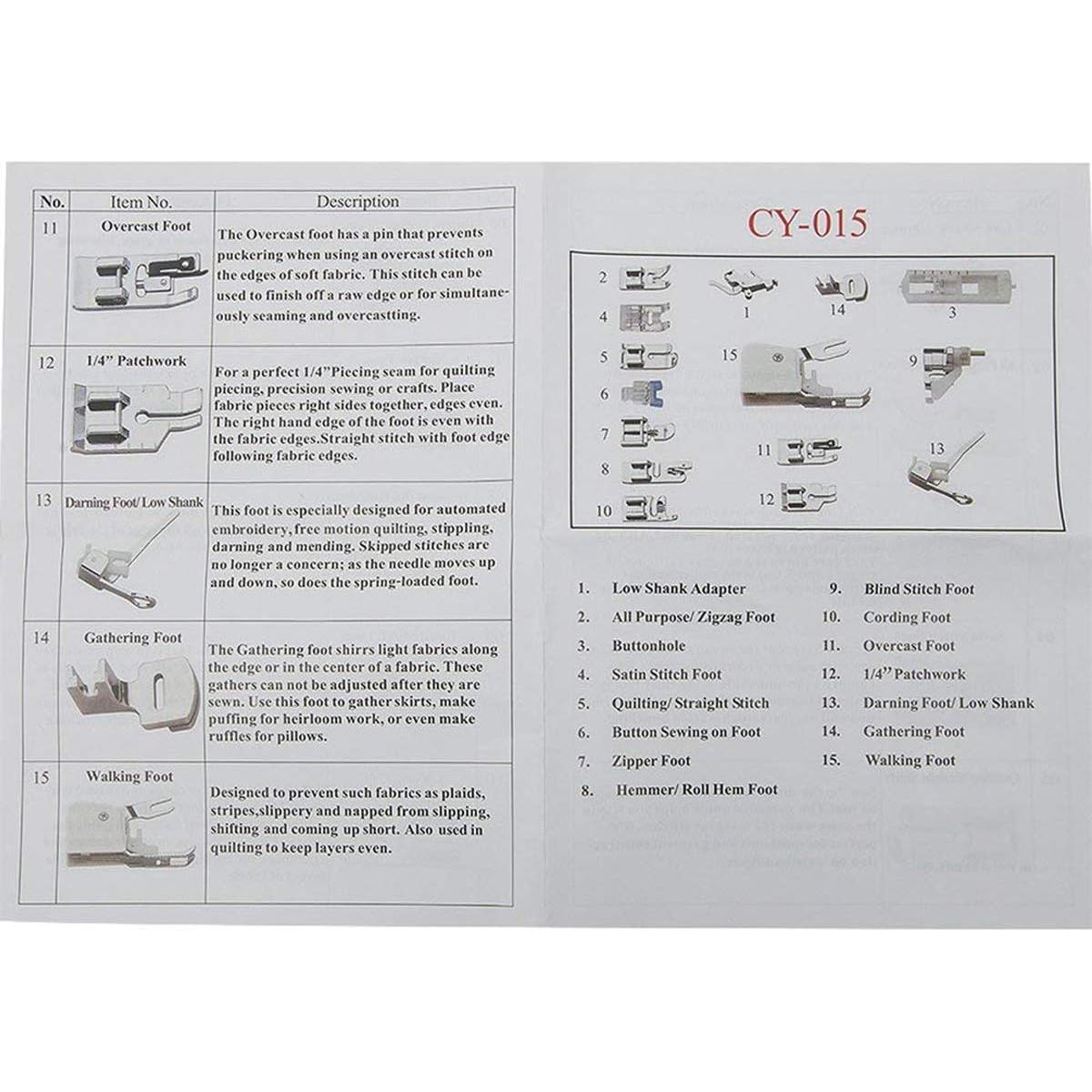 Juego de 15 Pies de Máquina de Coser CKPSMS CY-015