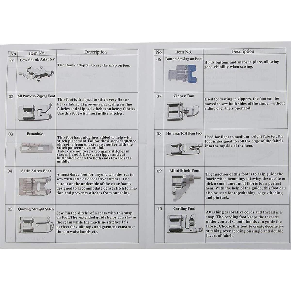Juego de 15 Pies de Máquina de Coser CKPSMS CY-015