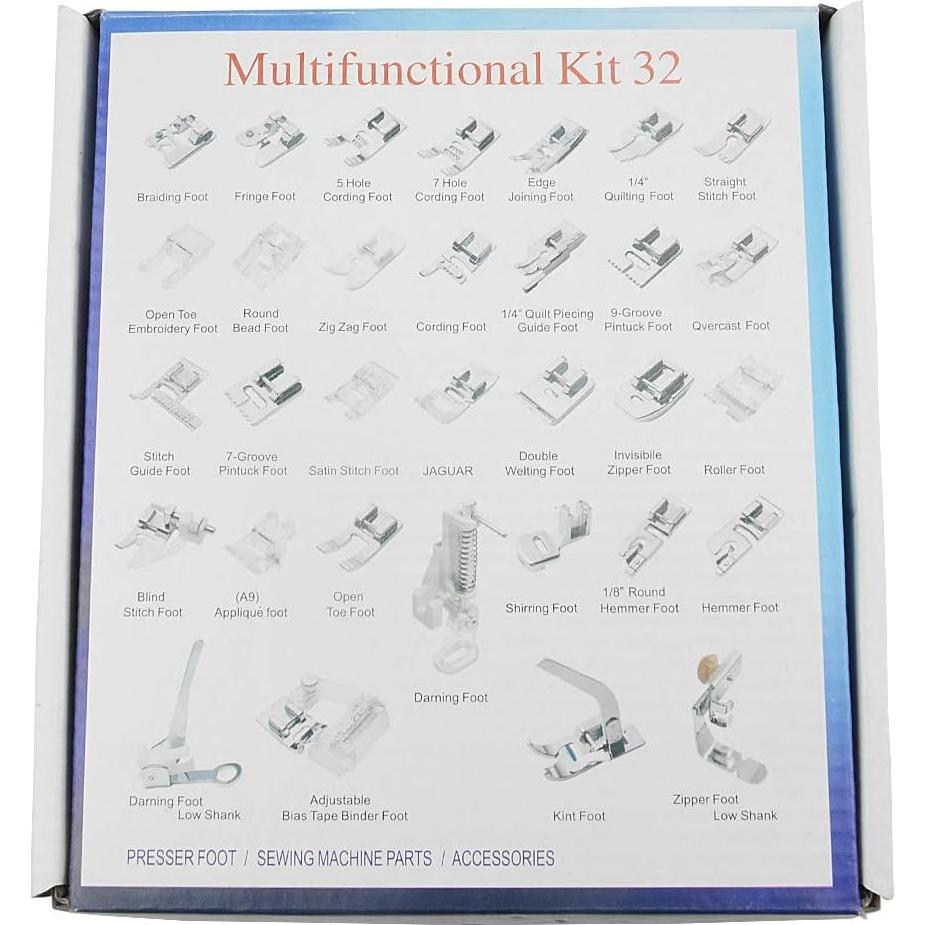 Juego de 32 Piezas de Prensatelas TOVOT para Máquina de Coser