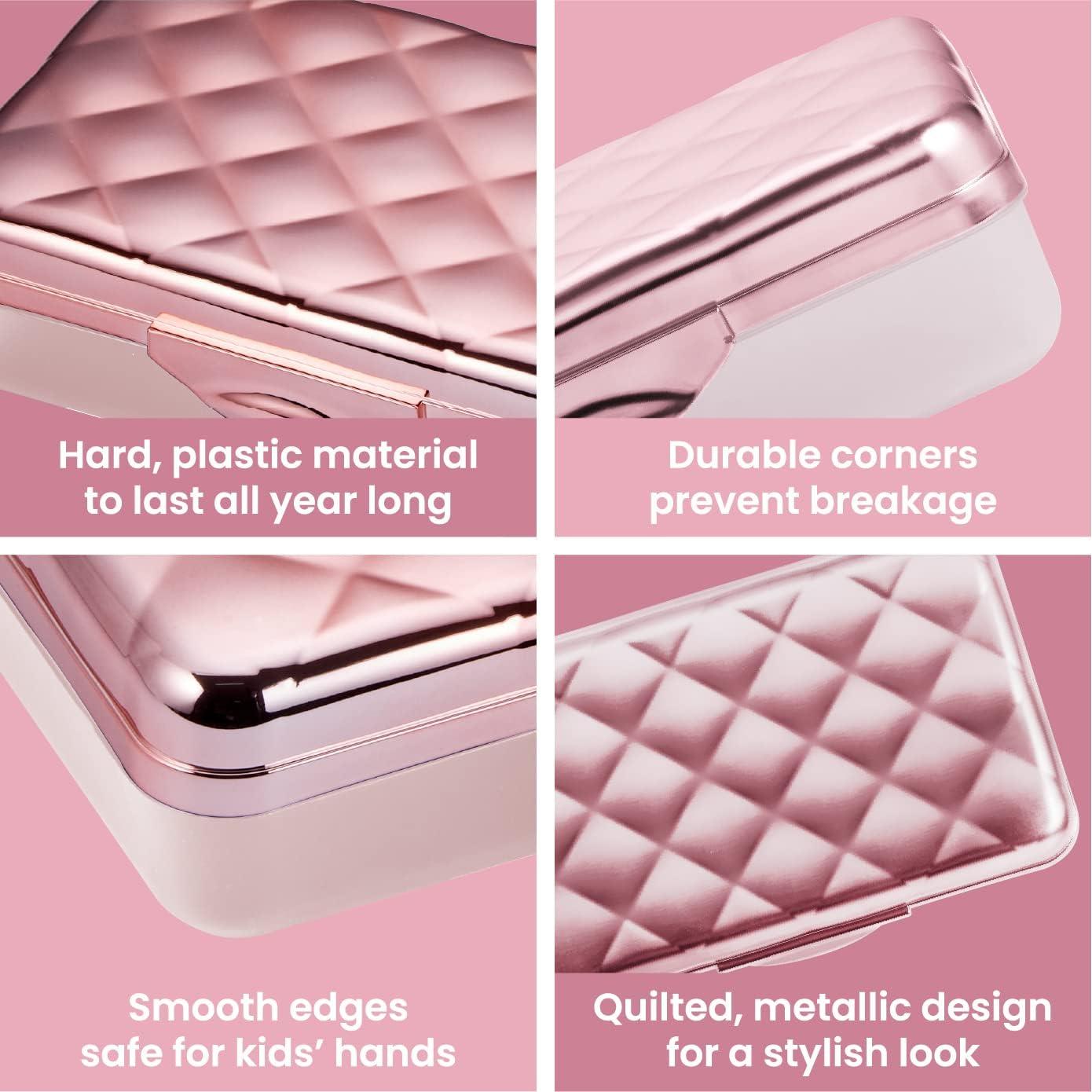 Estuche Académico Amax Oro Rosa Caja Dura para Lápices