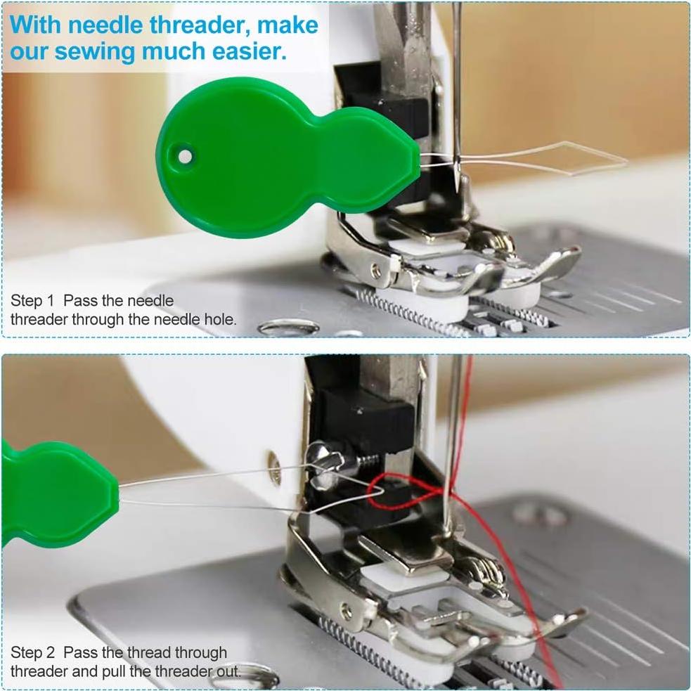 50 Agujas de Coser Universales Singer Brother con Enhebradores