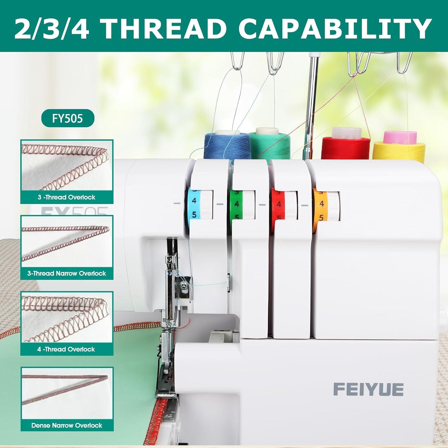 Máquina de Overlock Serger FEIYUE FY505 2/3/4 Hilos Metal