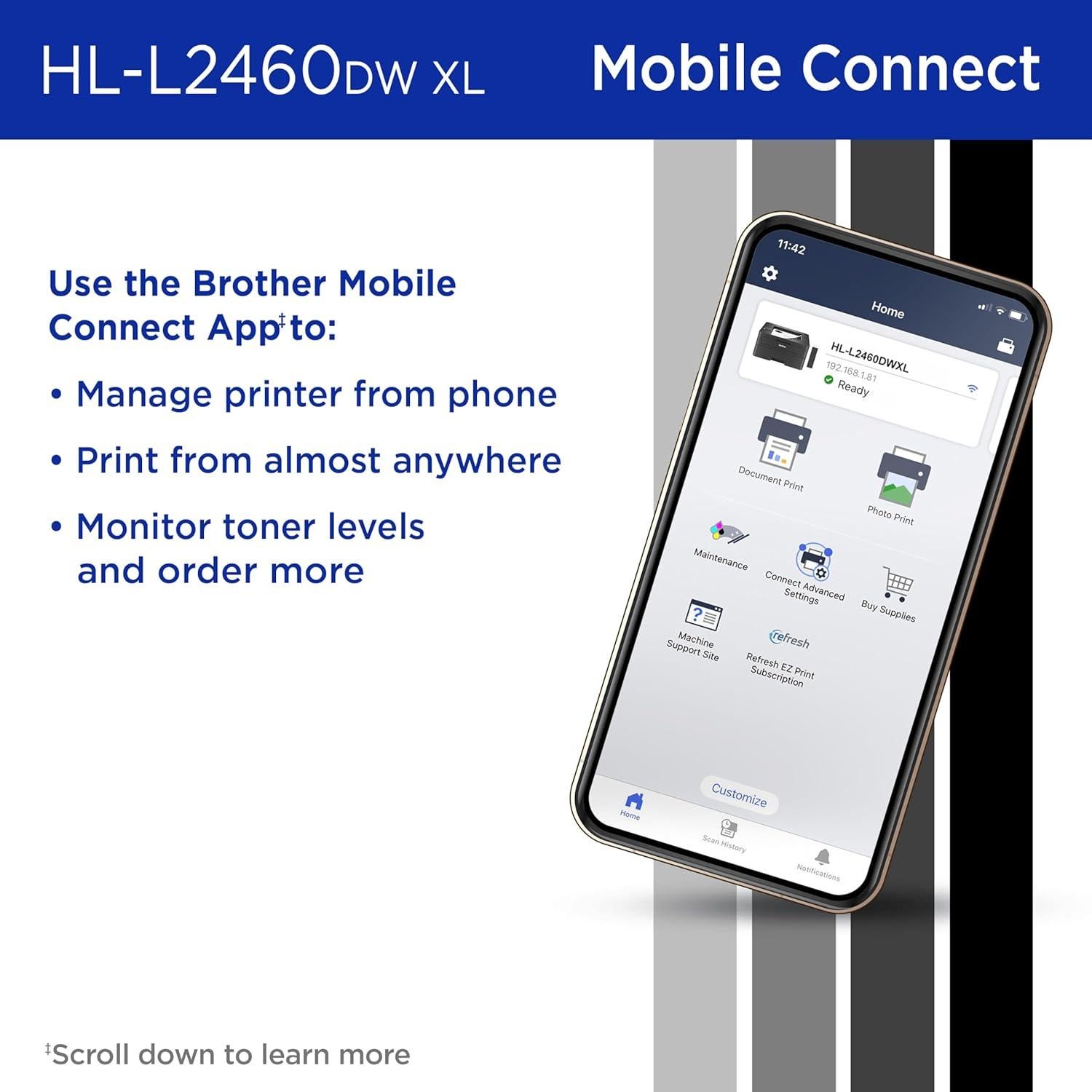 Impresora láser monocromática Brother HL-L2460DW XL - 4200 páginas