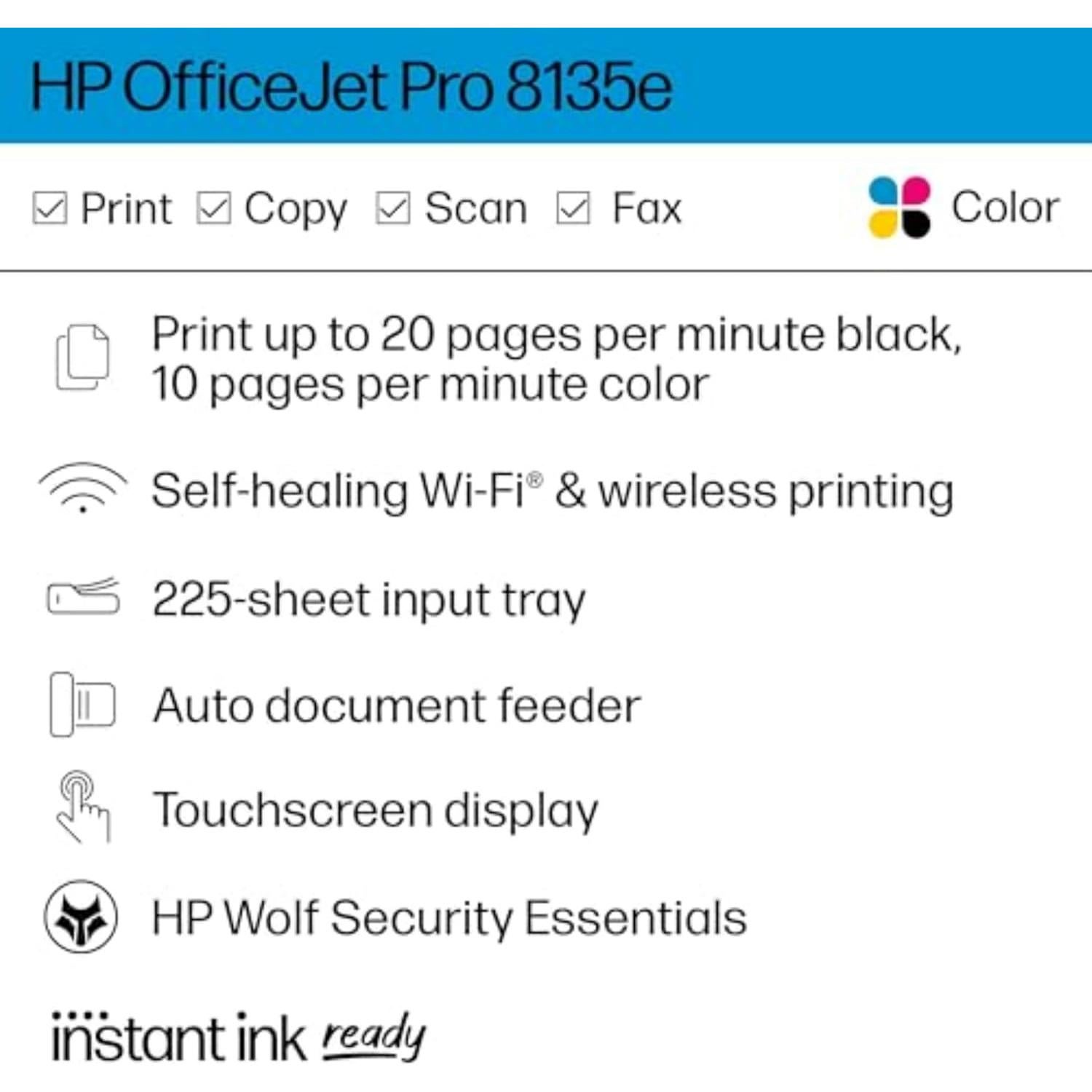 Impresora Multifuncional HP OfficeJet Pro 8135e Inalámbrica