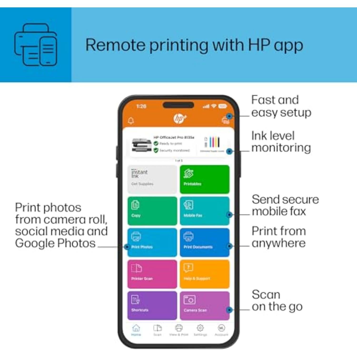 Impresora Multifuncional HP OfficeJet Pro 8135e Inalámbrica
