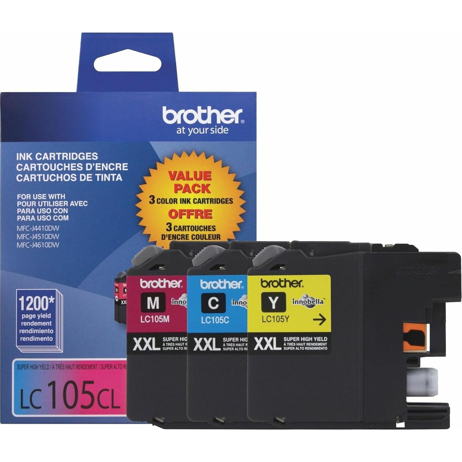 Tinta Brother LC1053PKS - Paquete de 3 Colores (Cian, Magenta, Amarillo)