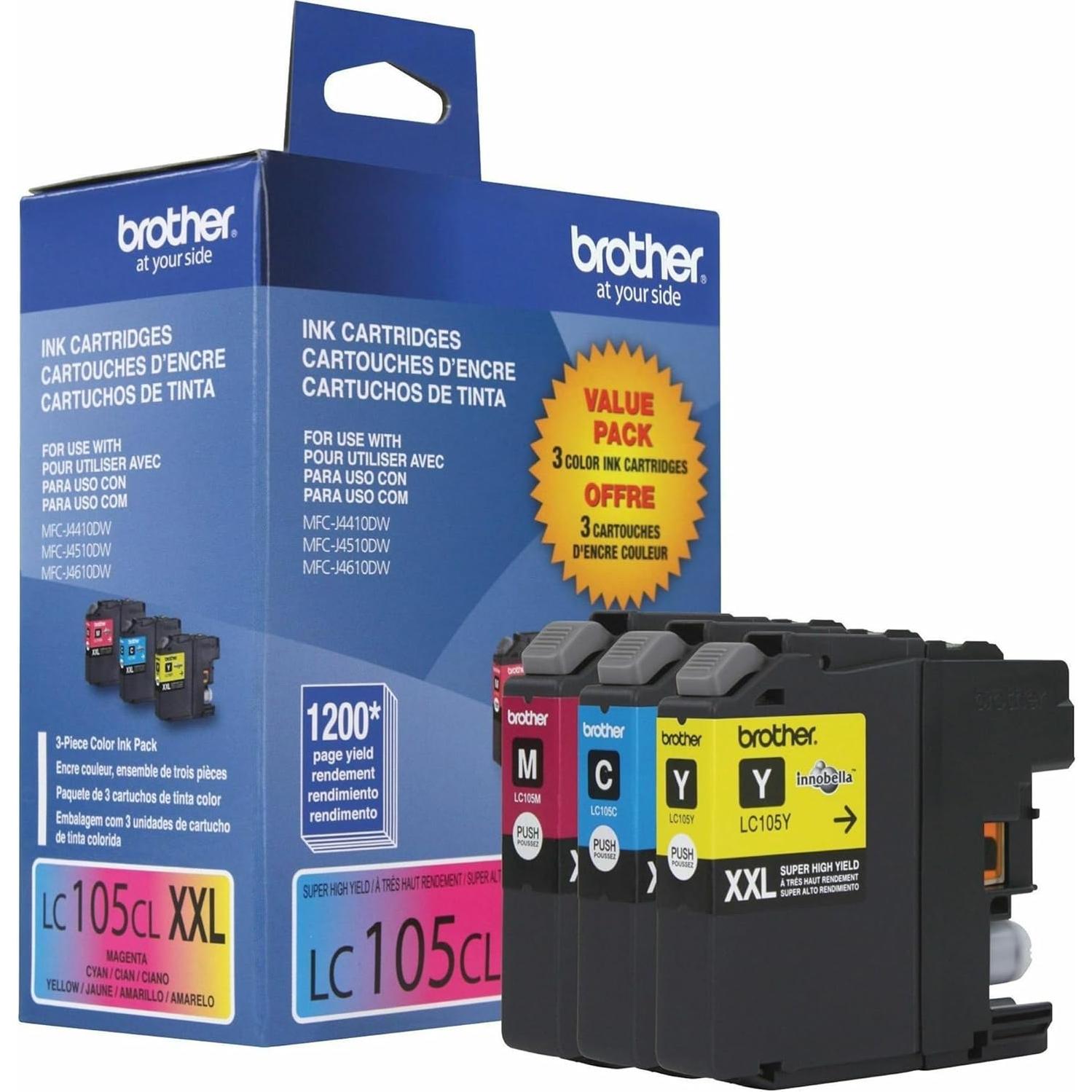 Tinta Brother LC1053PKS - Paquete de 3 Colores (Cian, Magenta, Amarillo)
