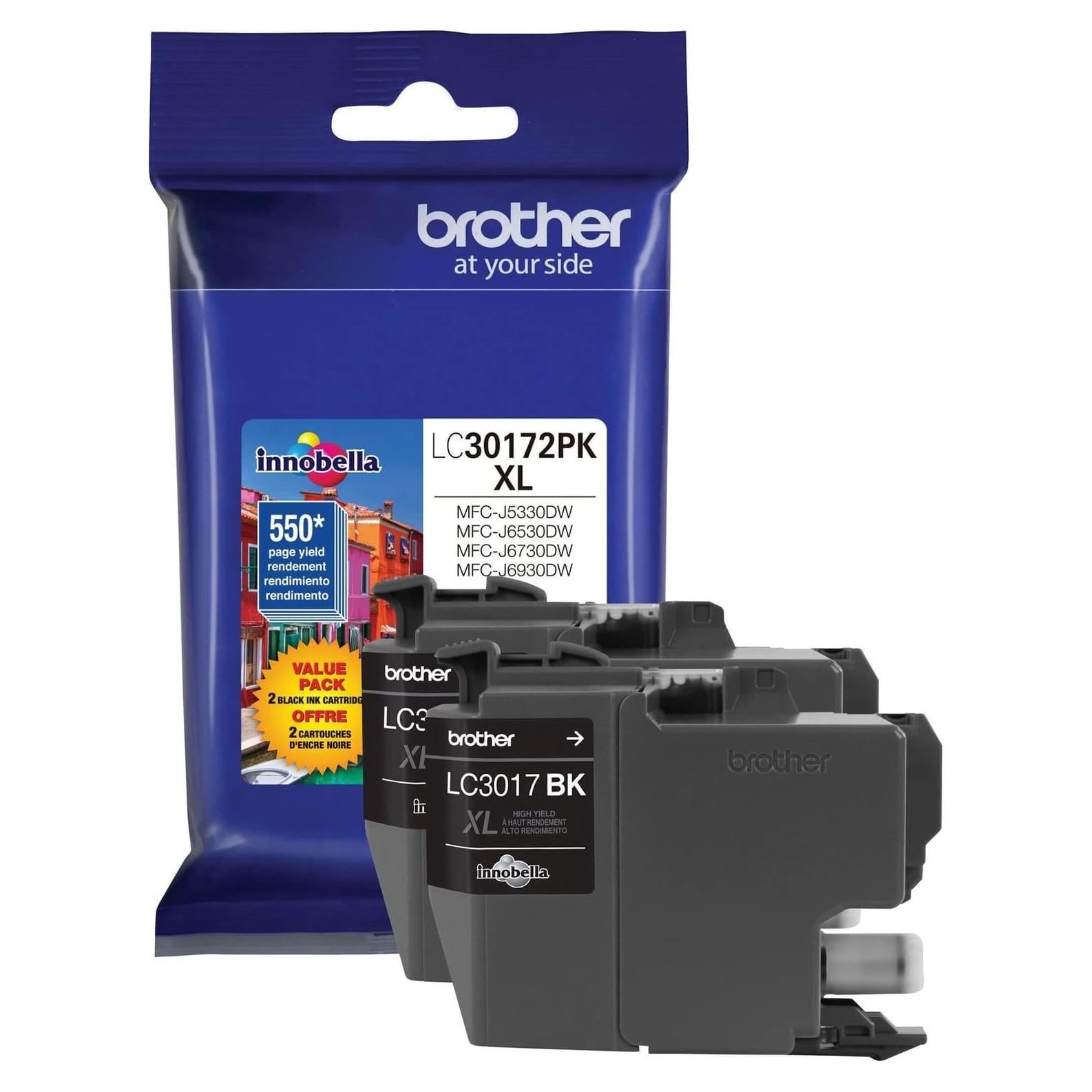 Brother Printer LC30172PK High Yield XL Black Ink Cartridge-2 Pack