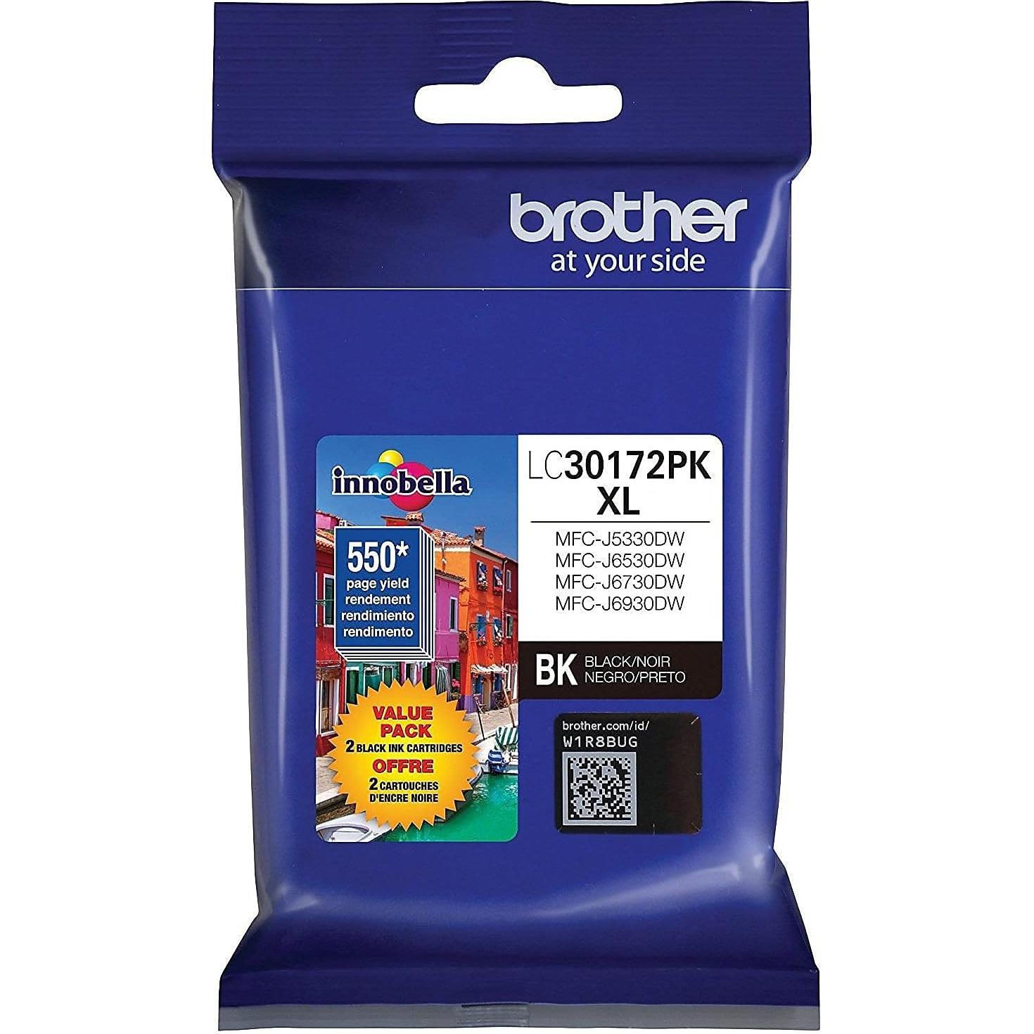Brother Printer LC30172PK High Yield XL Black Ink Cartridge-2 Pack