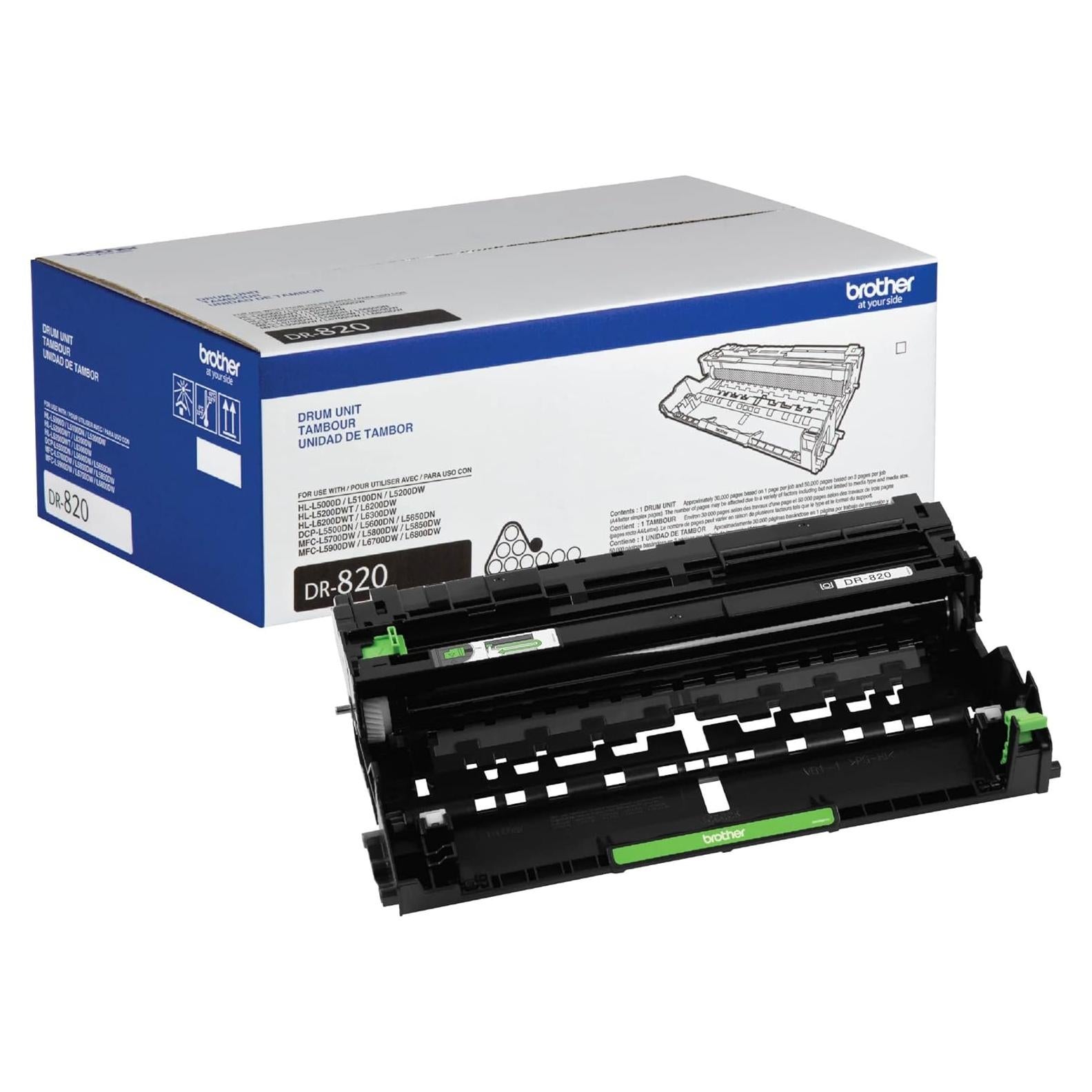 Unidad de Tambor Original Brother DR820, Rinde 30,000 Páginas, Negro