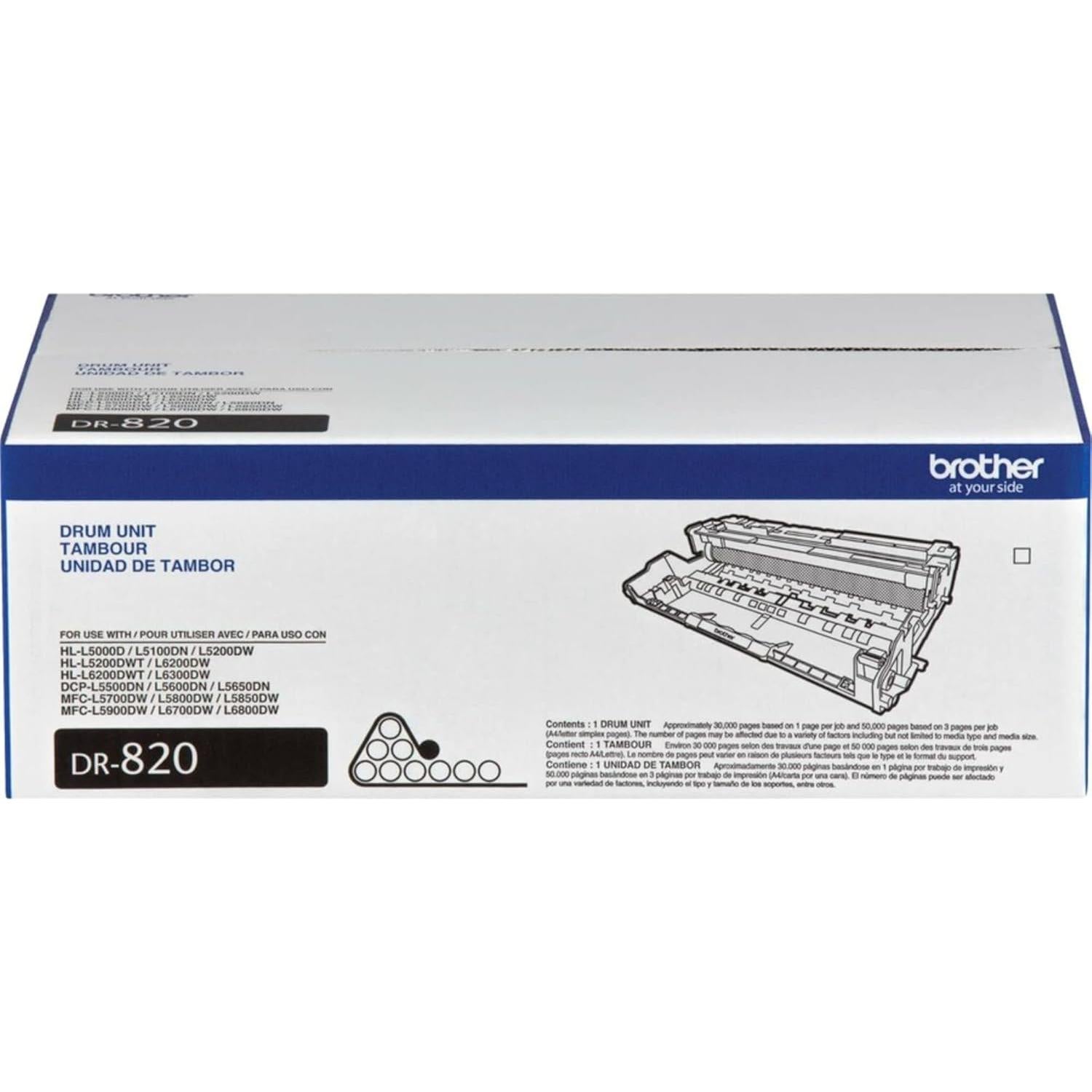 Unidad de Tambor Original Brother DR820, Rinde 30,000 Páginas, Negro