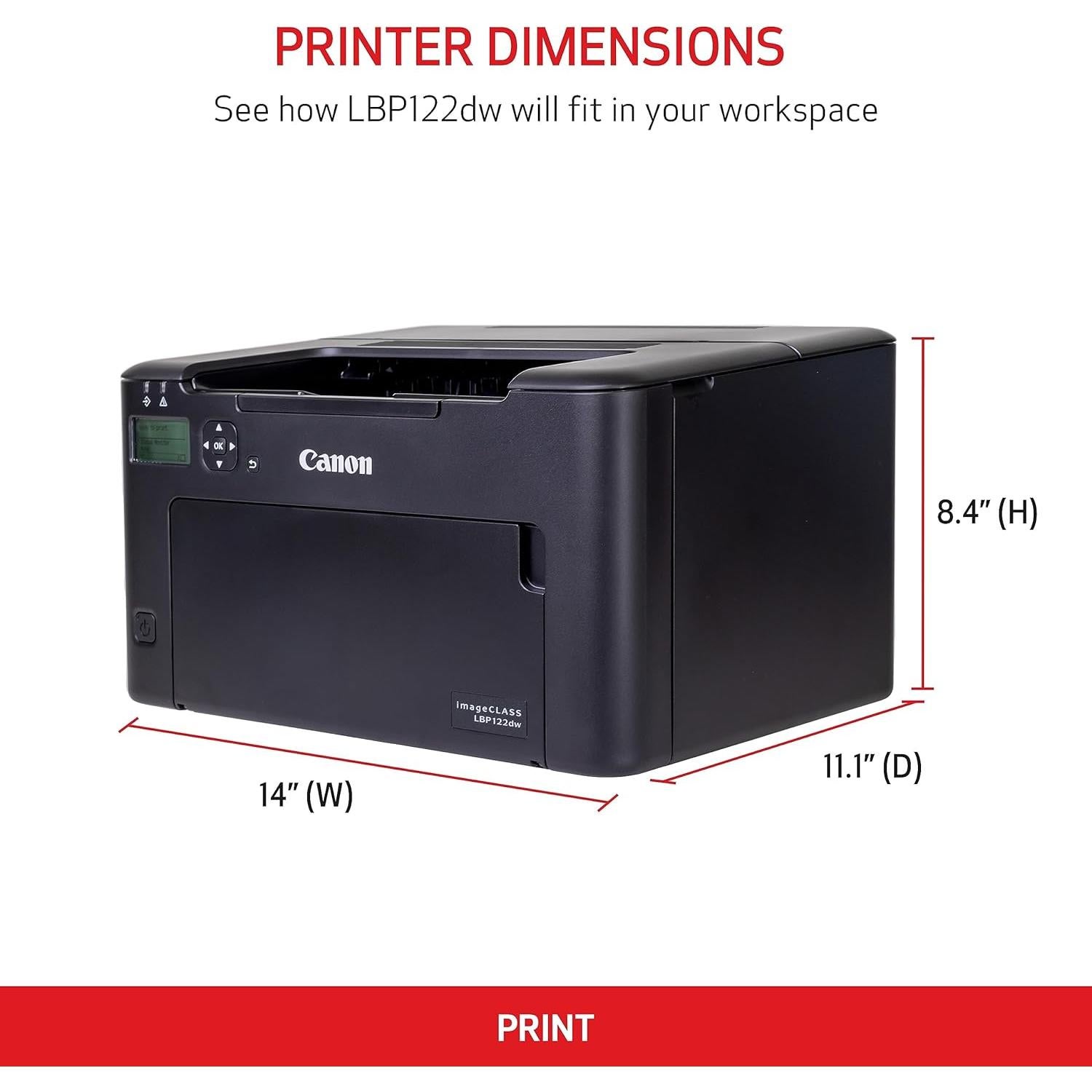 imageCLASS LBP122dw - Monochrome Duplex Wireless Laser Printer, Single Function, Home Office, Mobile Ready, 30 PPM, Black